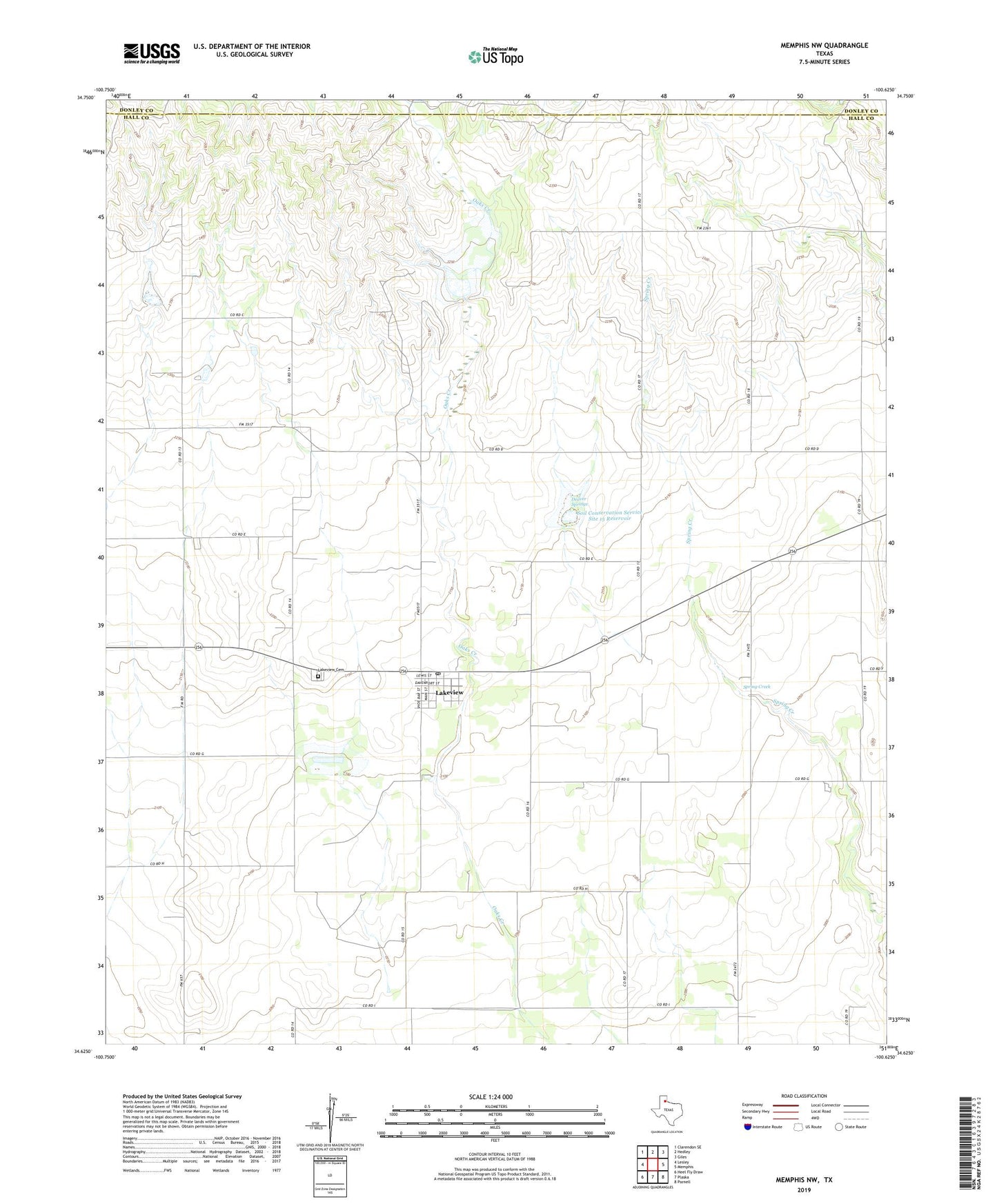 Memphis NW Texas US Topo Map Image