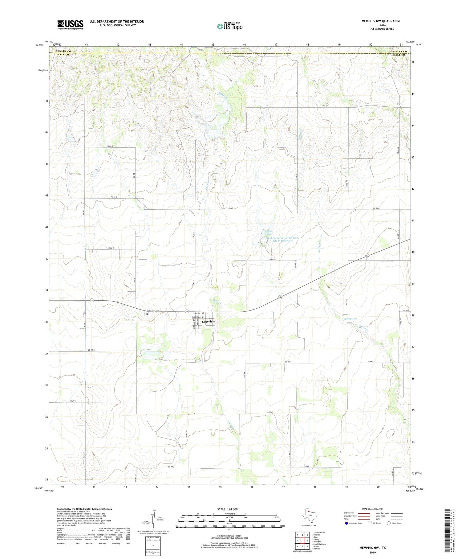 Memphis NW Texas US Topo Map Image