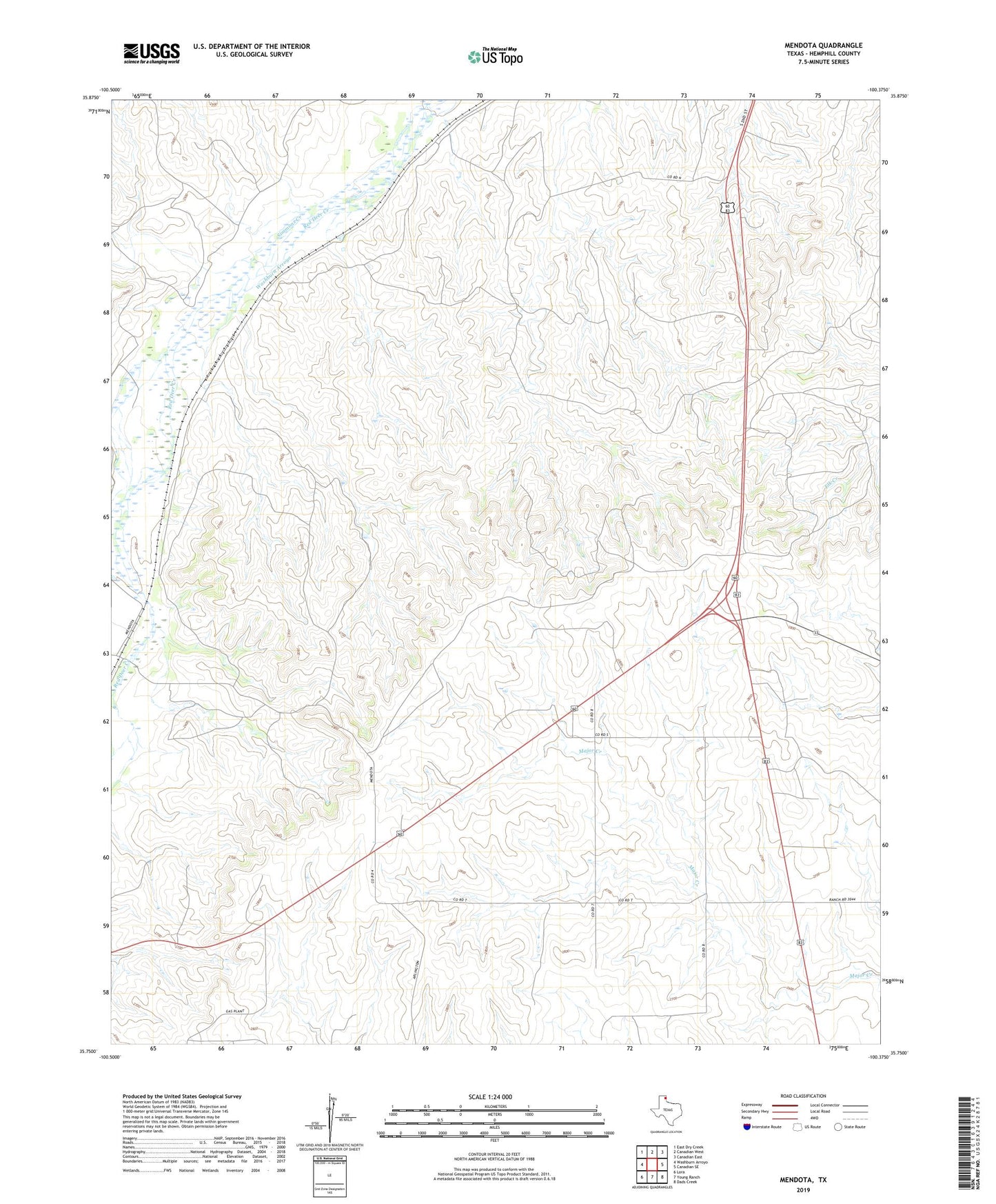 Mendota Texas US Topo Map Image