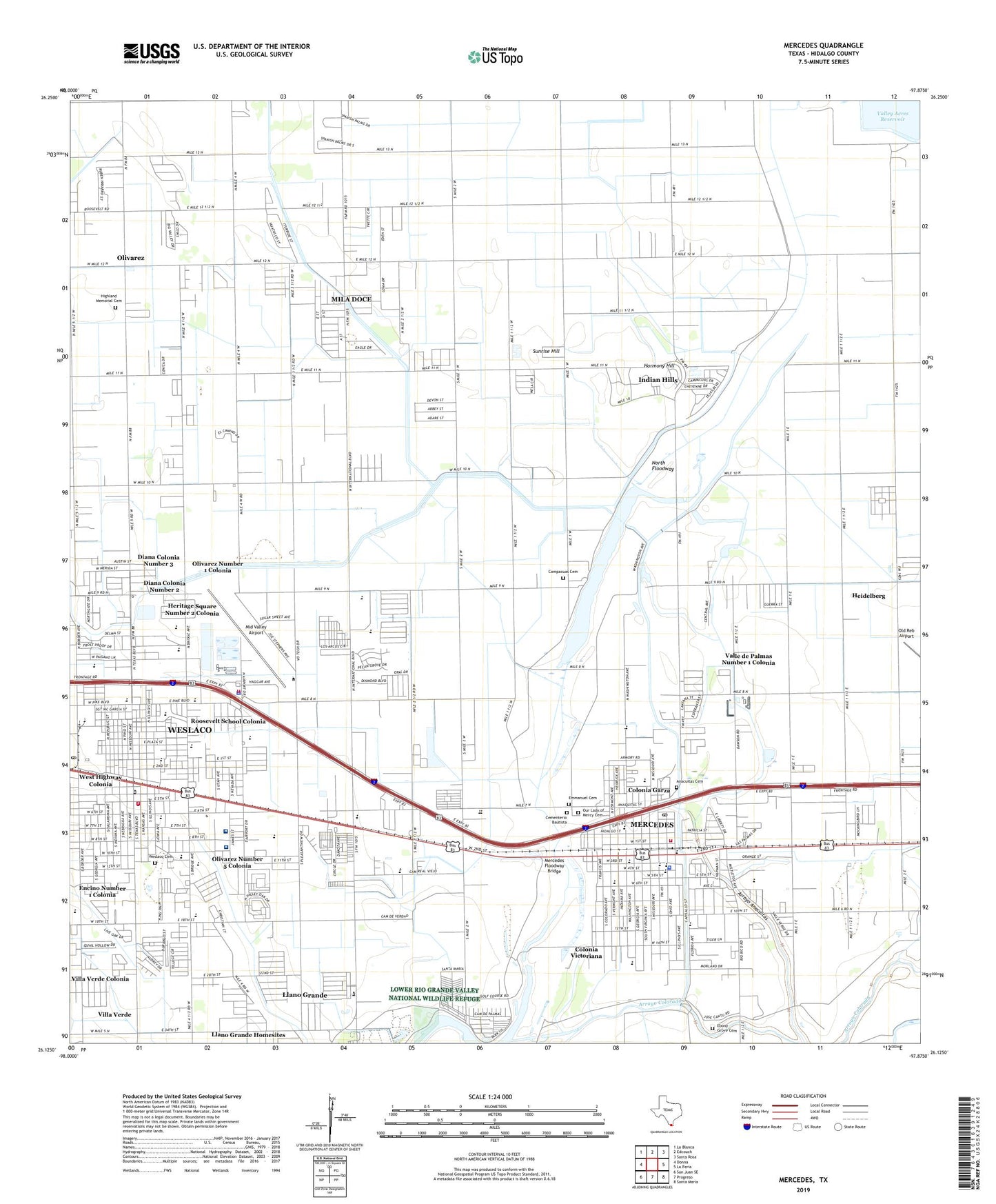 Mercedes Texas US Topo Map Image