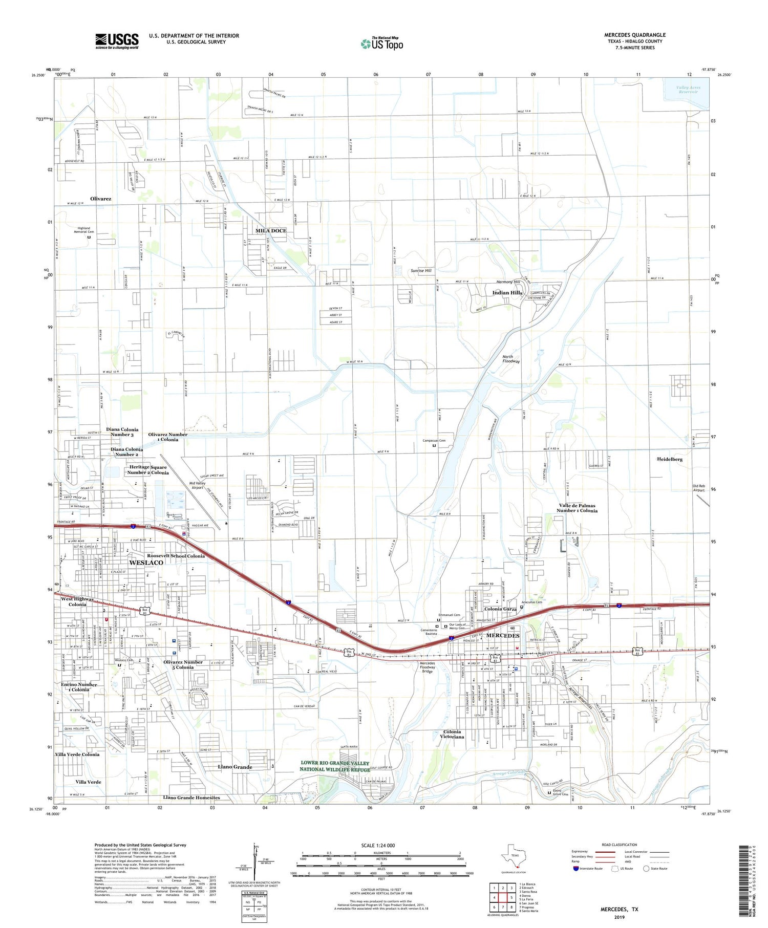 Mercedes Texas US Topo Map Image