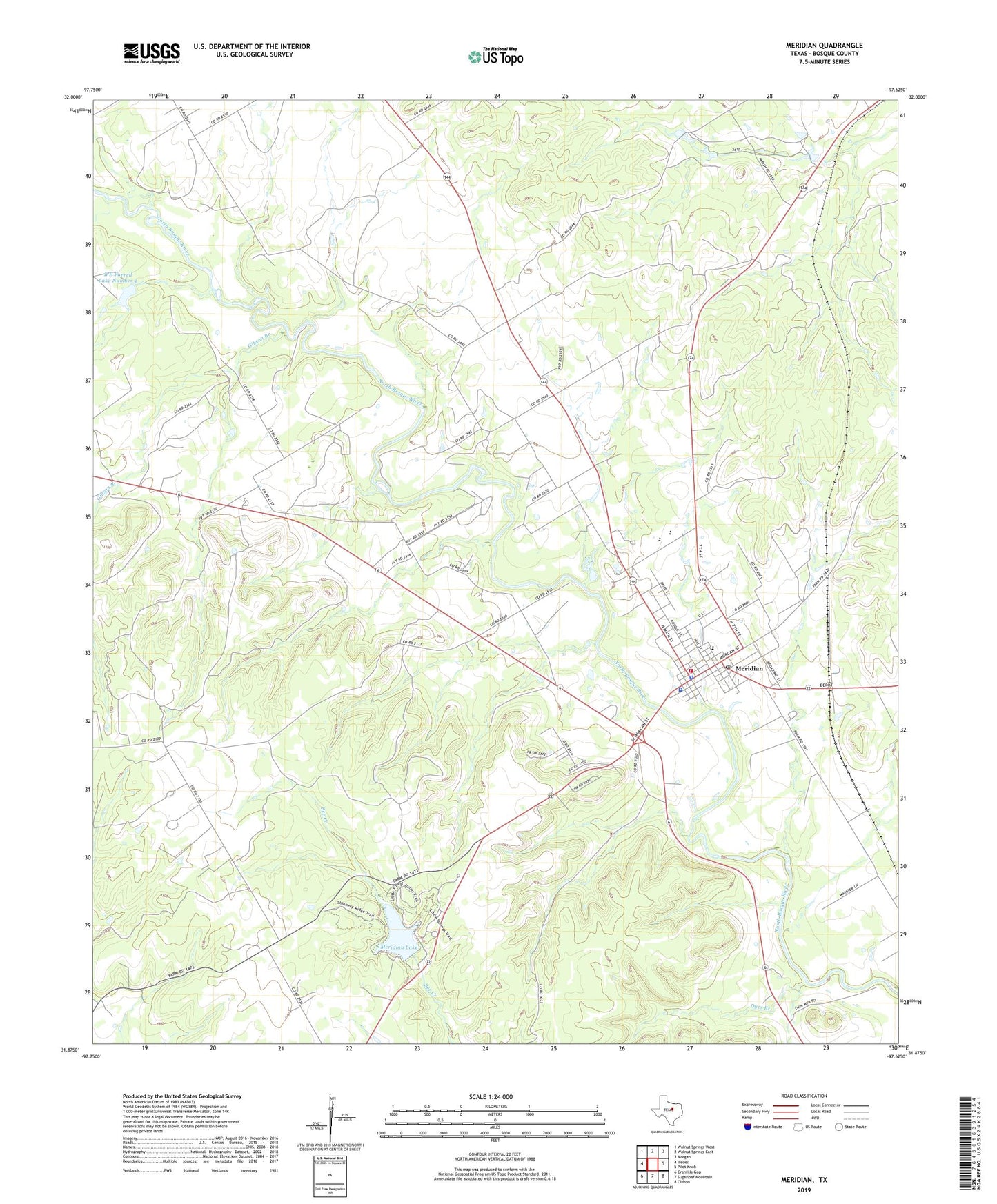 Meridian Texas US Topo Map Image