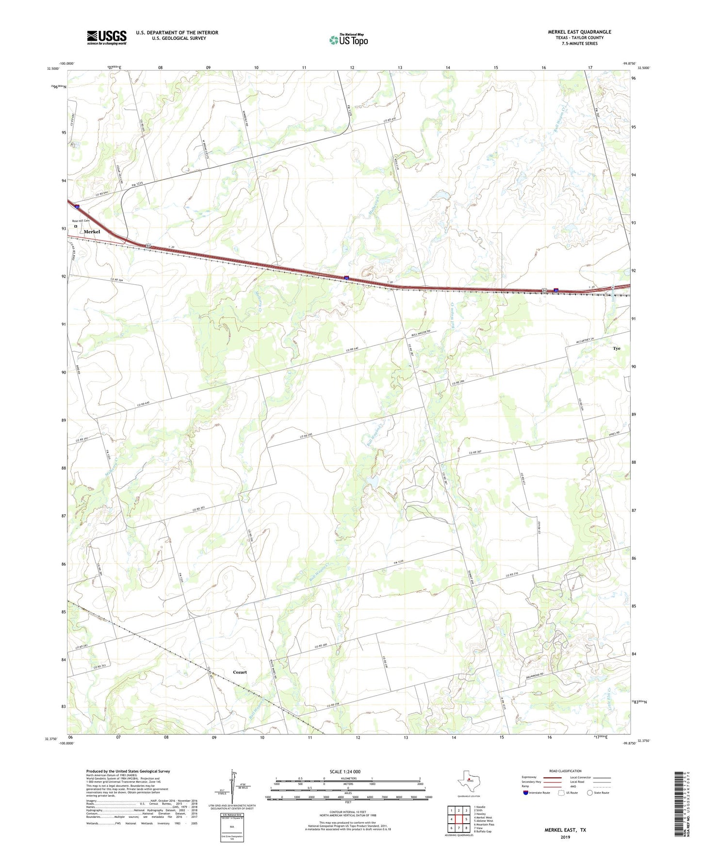Merkel East Texas US Topo Map Image