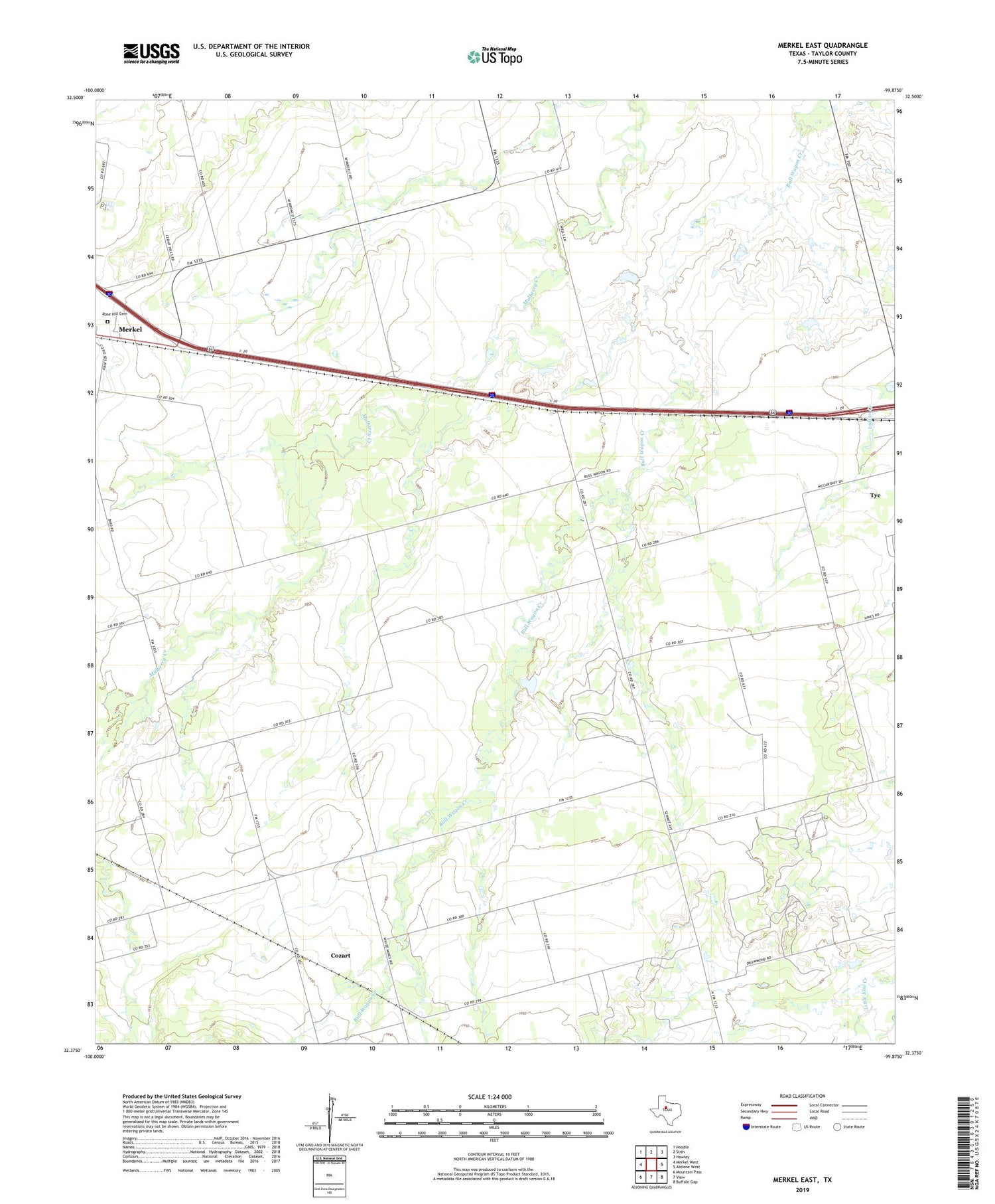 Merkel East Texas US Topo Map Image