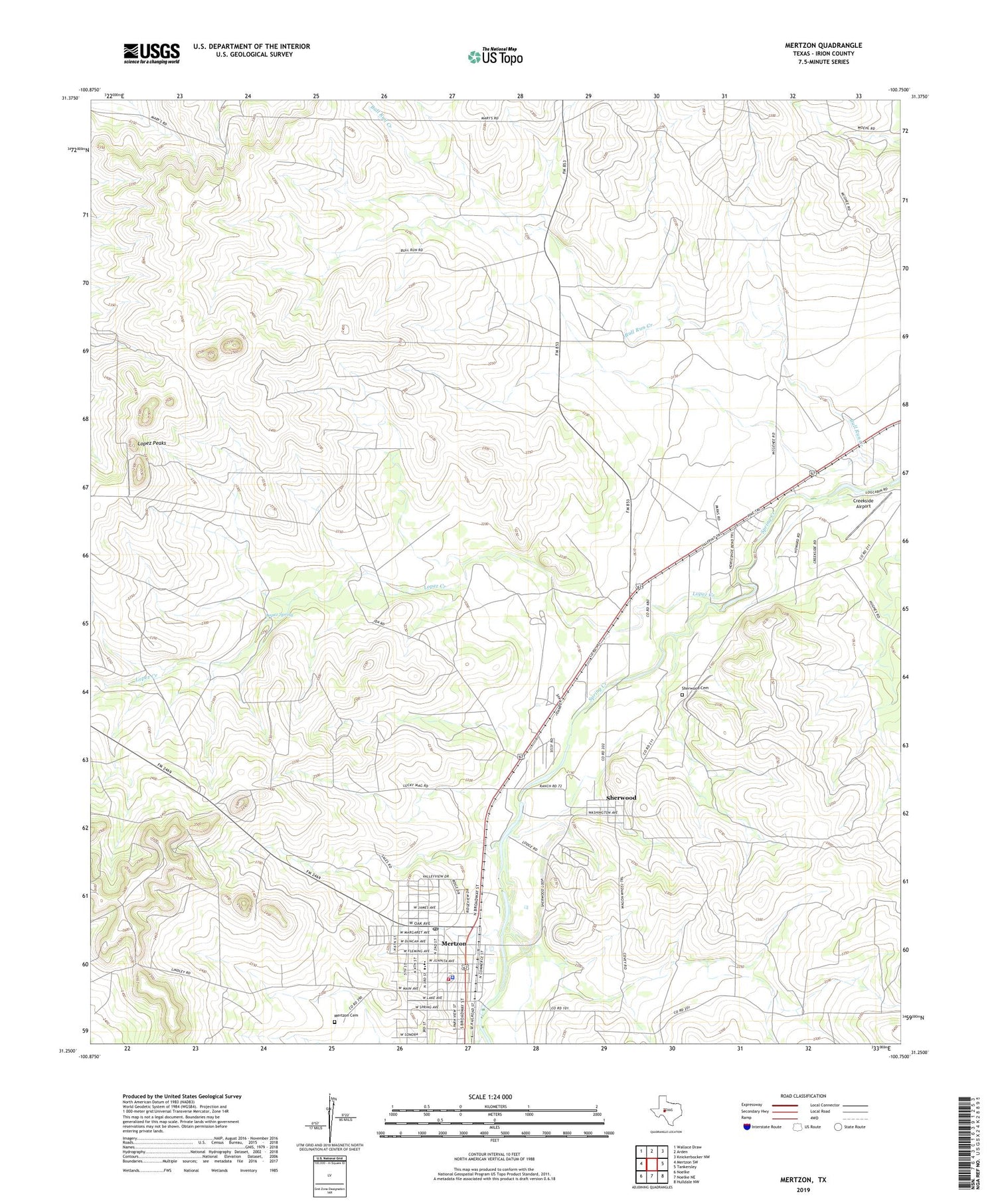Mertzon Texas US Topo Map Image