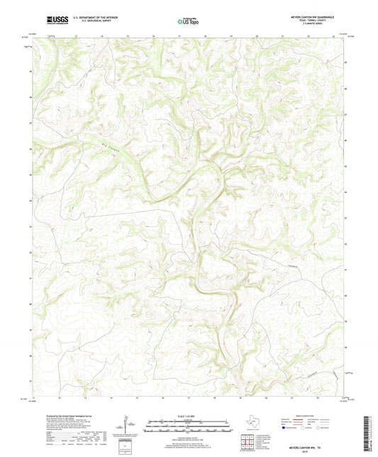 Meyers Canyon NW Texas US Topo Map Image