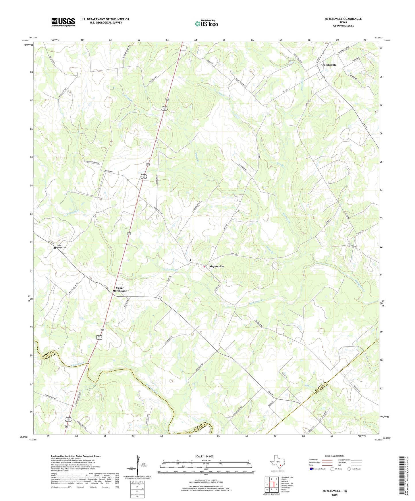 Meyersville Texas US Topo Map Image
