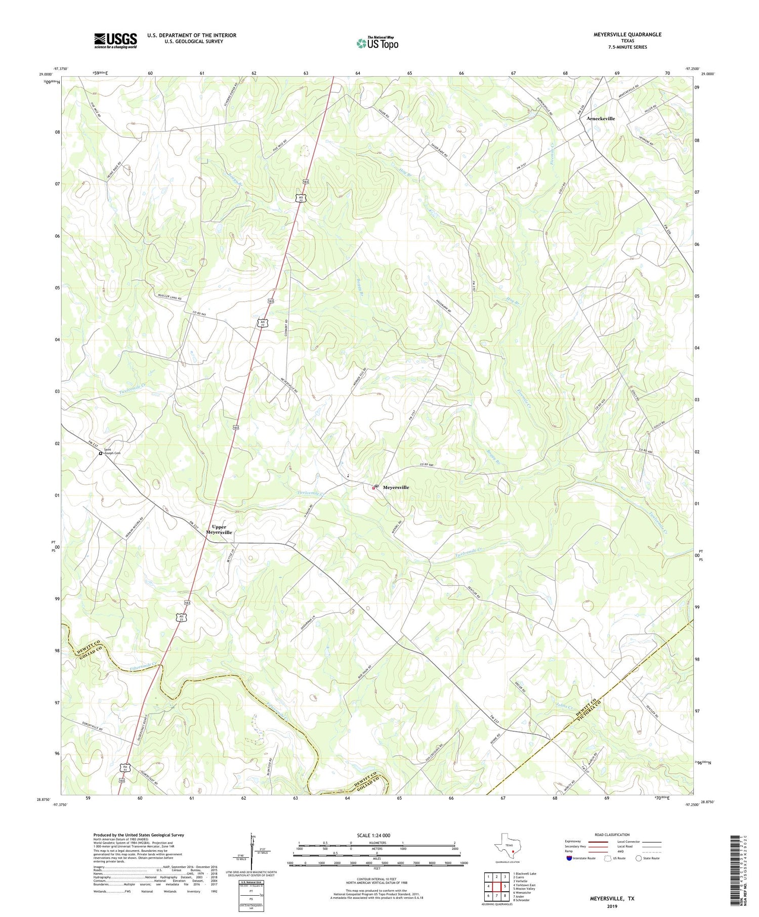 Meyersville Texas US Topo Map Image