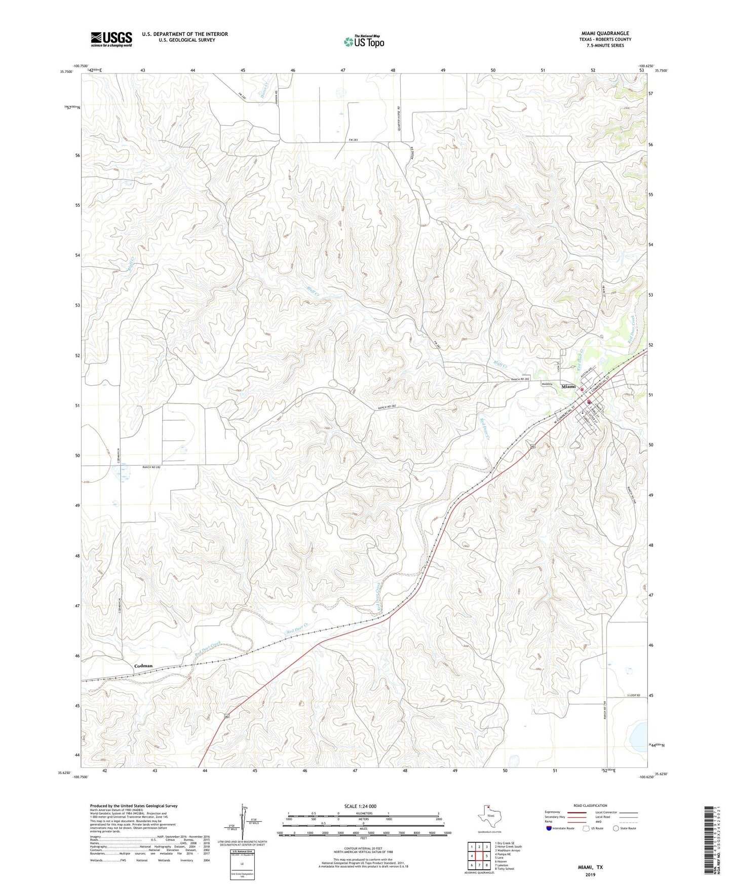Miami Texas US Topo Map Image