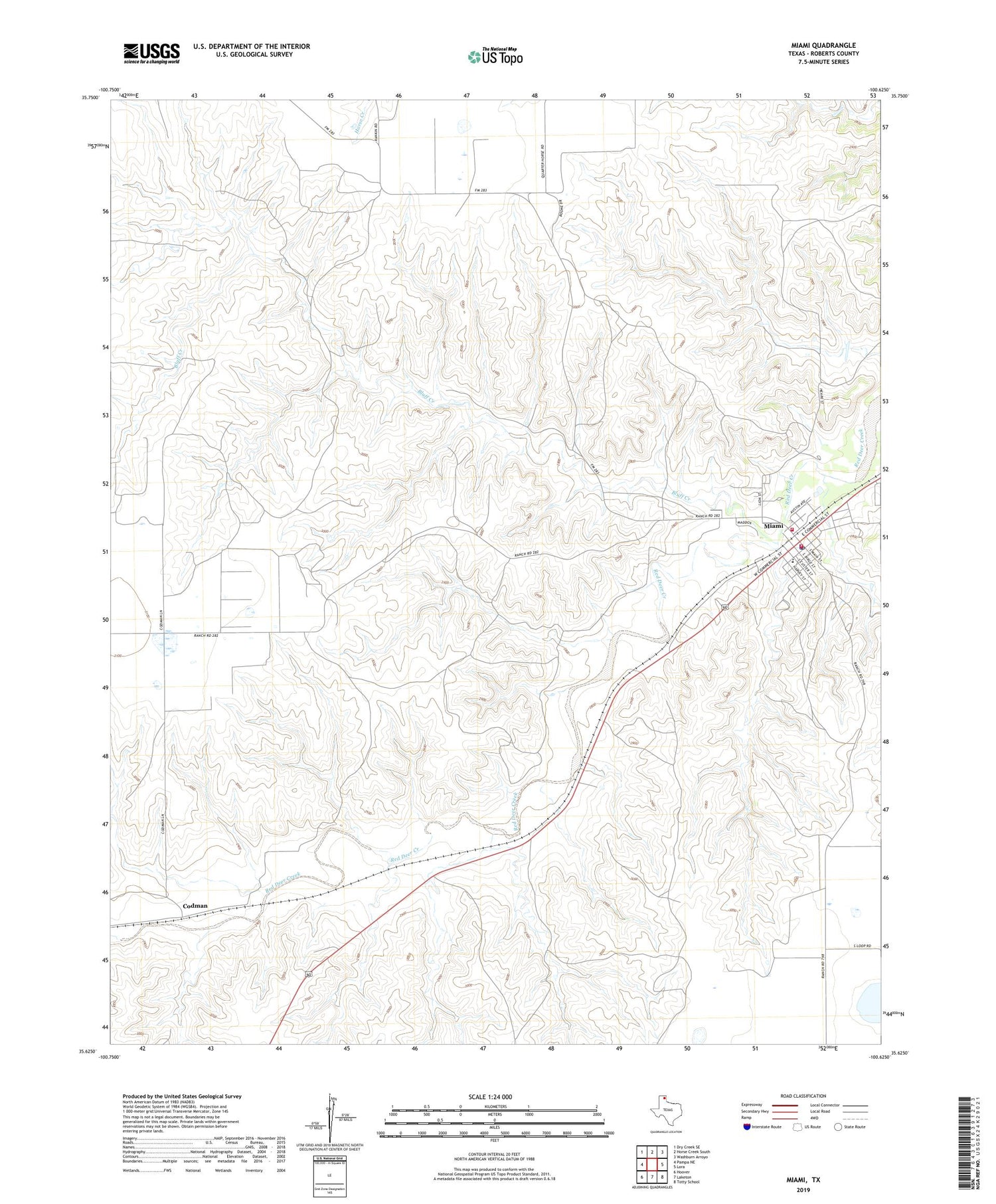Miami Texas US Topo Map Image