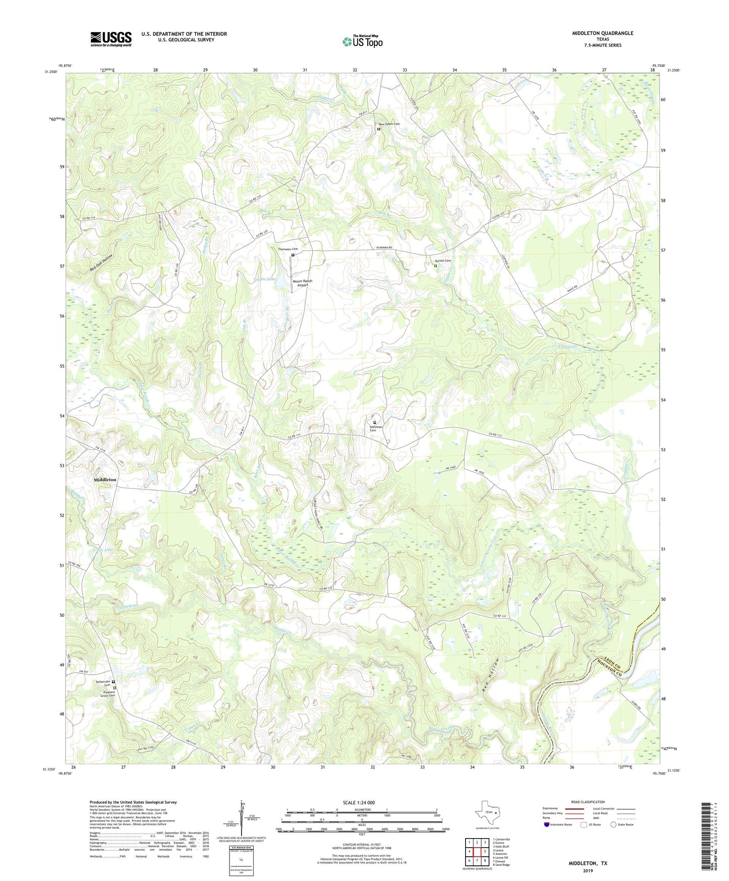 Middleton Texas US Topo Map Image