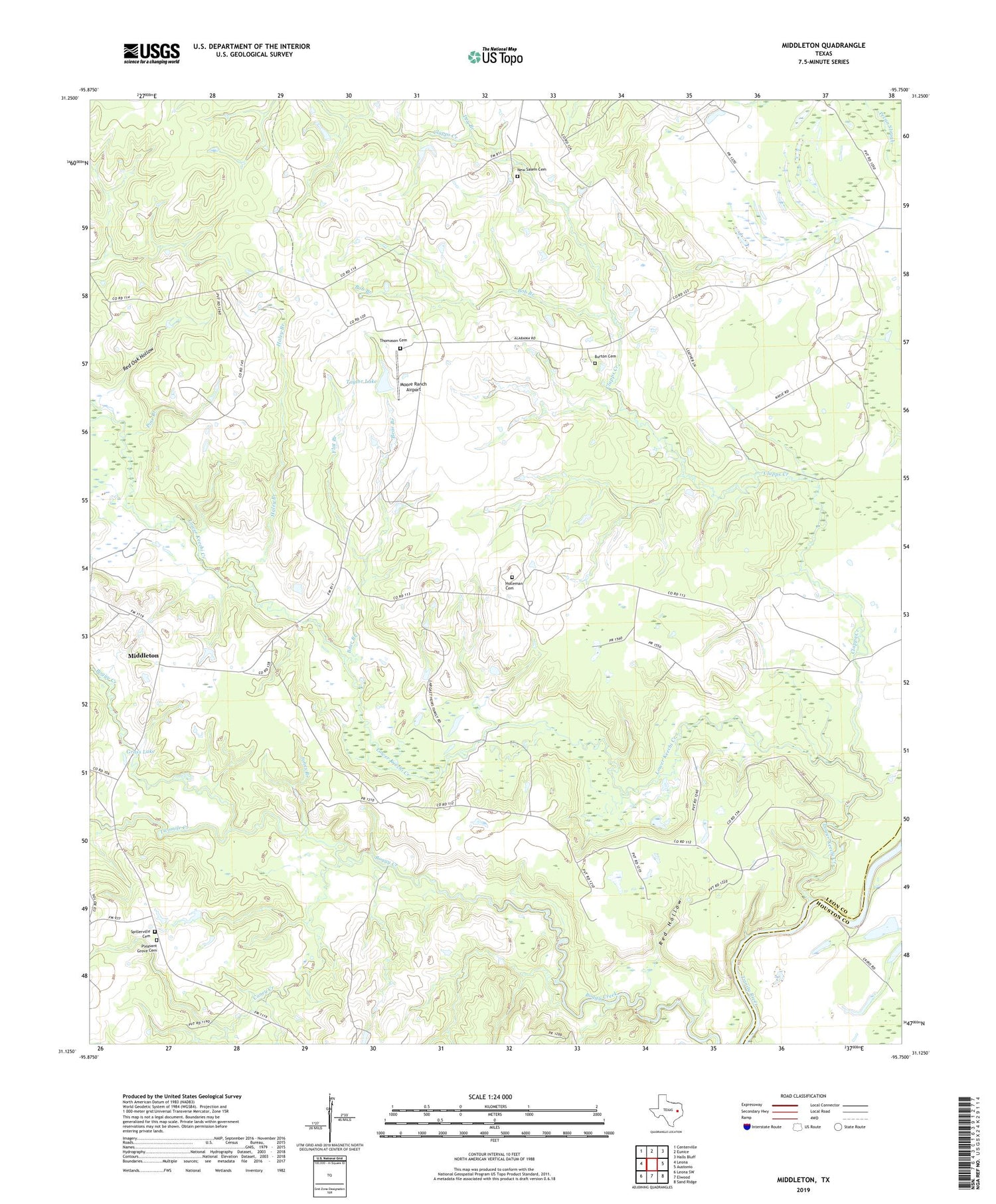 Middleton Texas US Topo Map Image