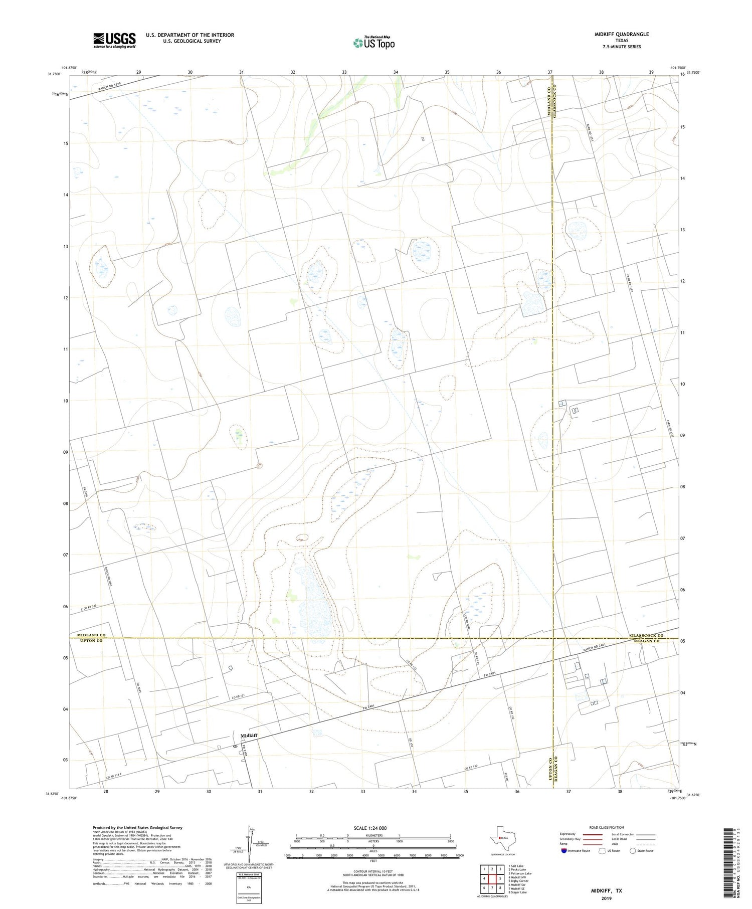 Midkiff Texas US Topo Map Image