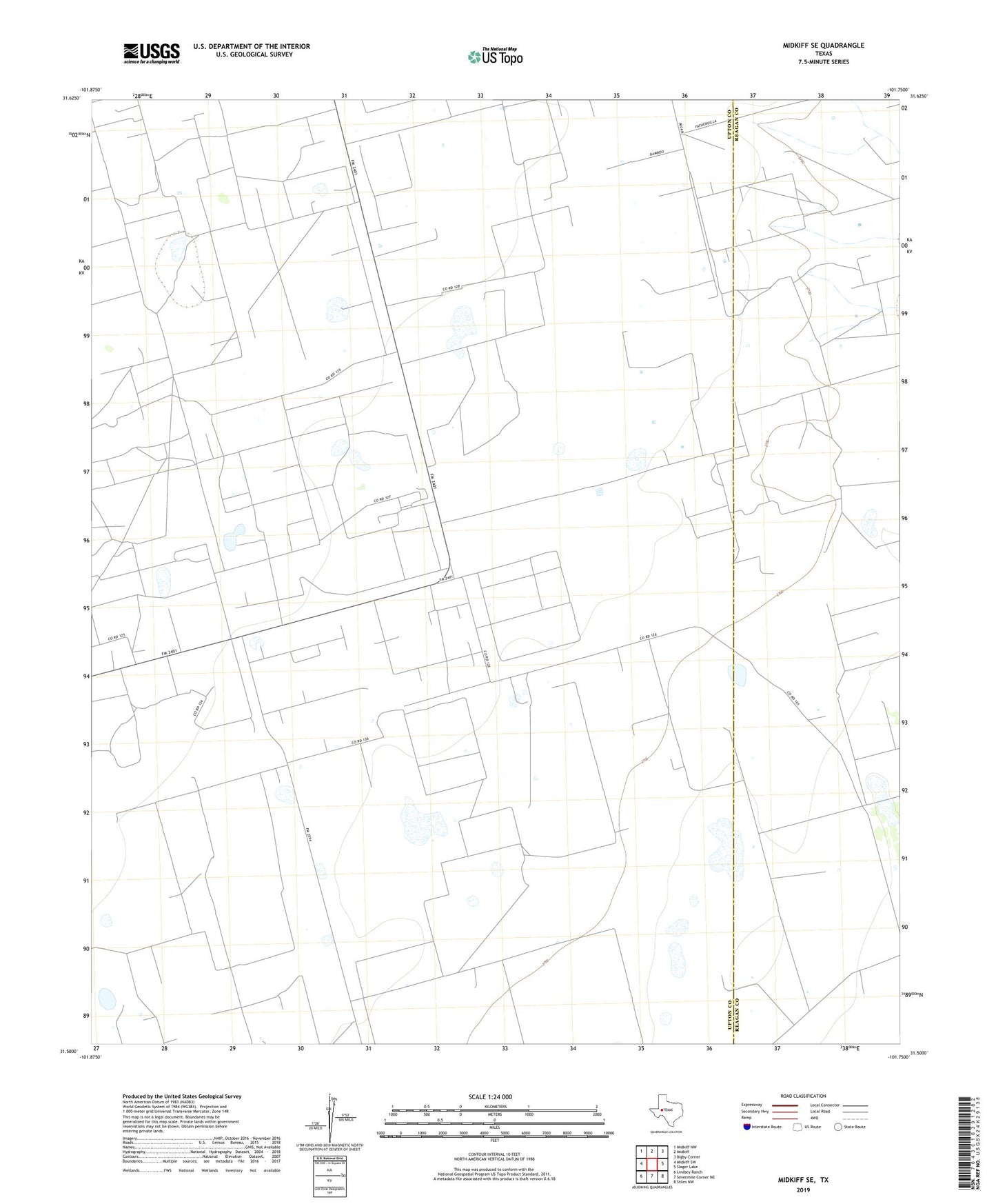 Midkiff SE Texas US Topo Map Image