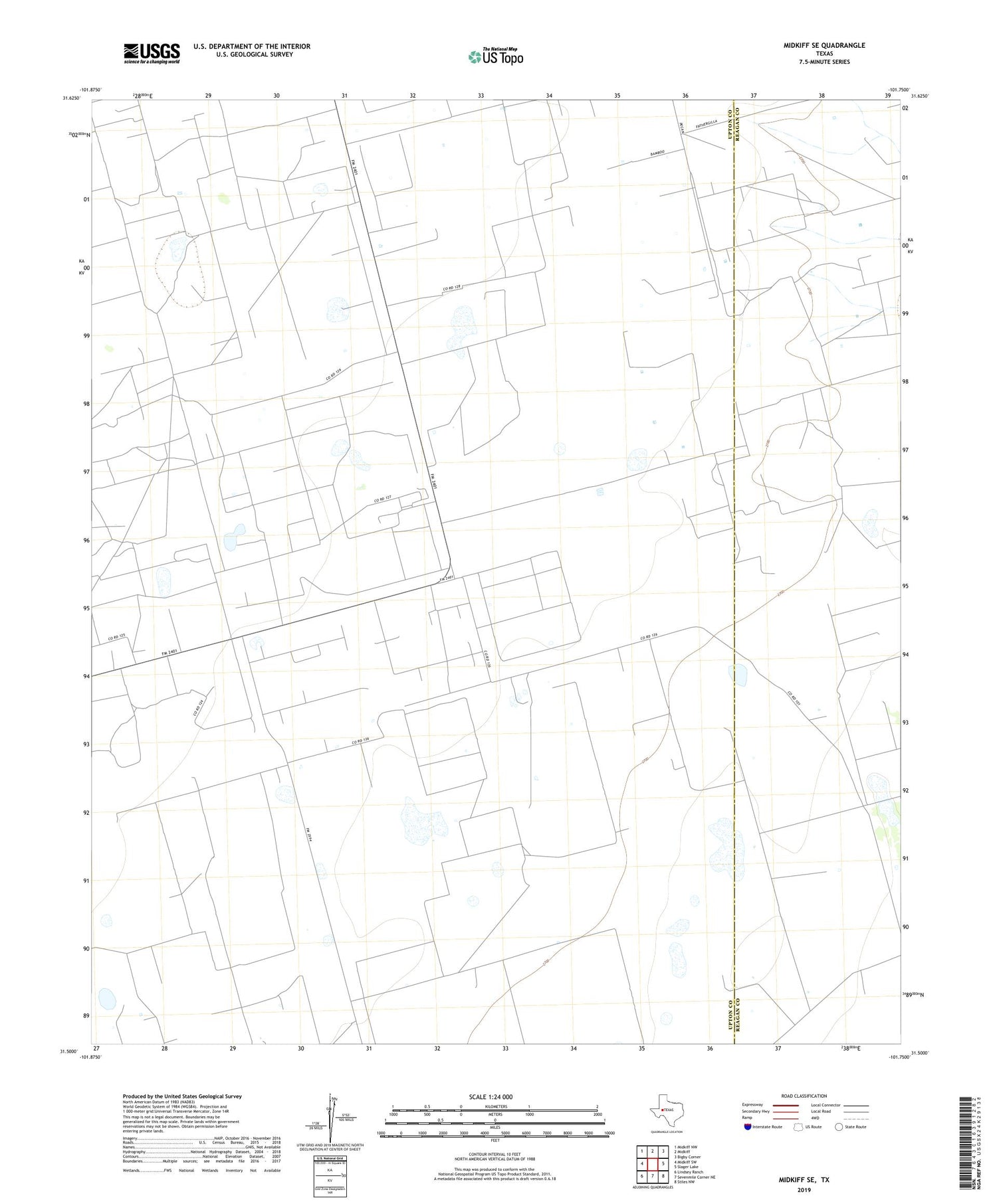 Midkiff SE Texas US Topo Map Image