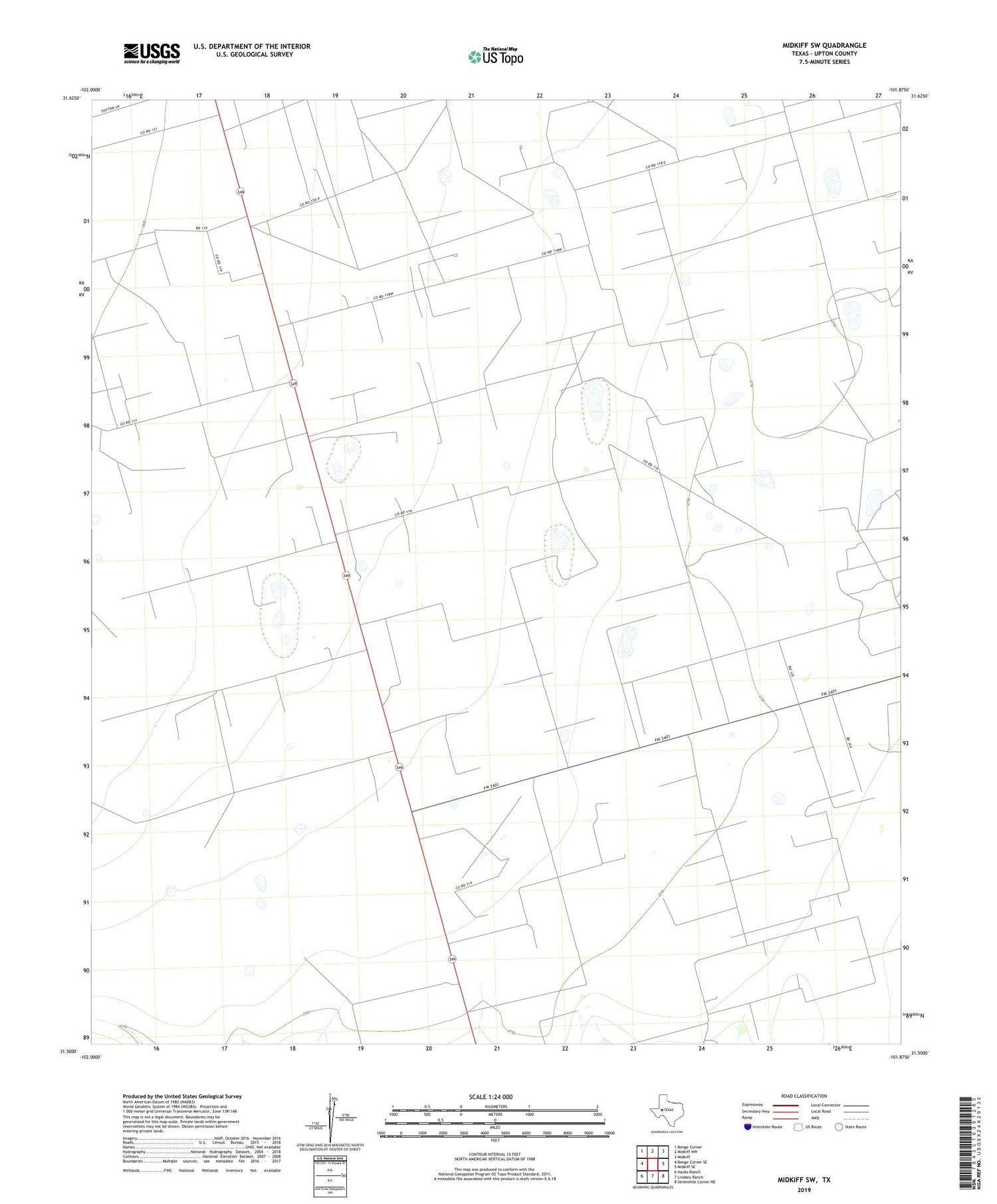 Midkiff SW Texas US Topo Map Image