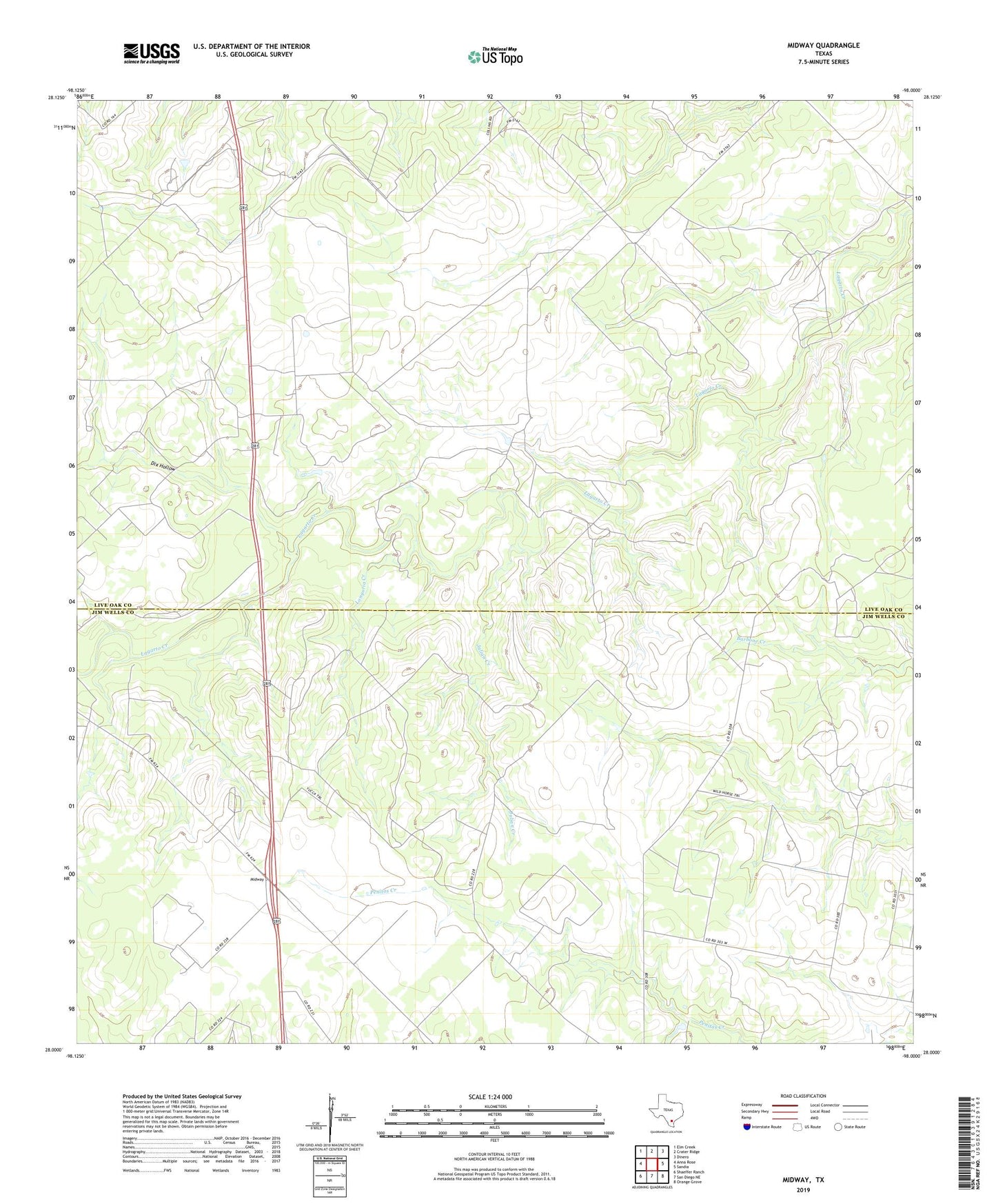 Midway Texas US Topo Map Image