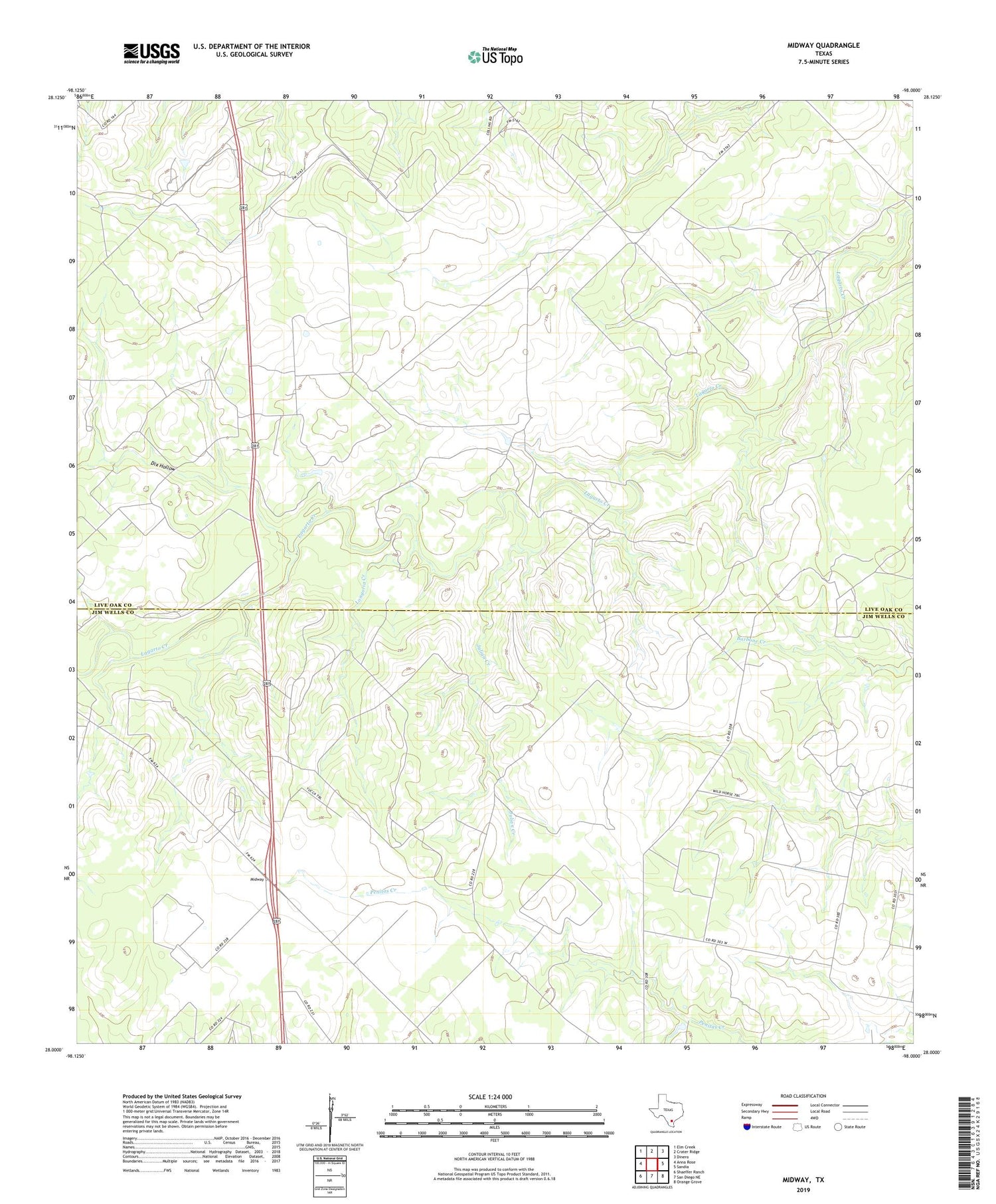 Midway Texas US Topo Map Image