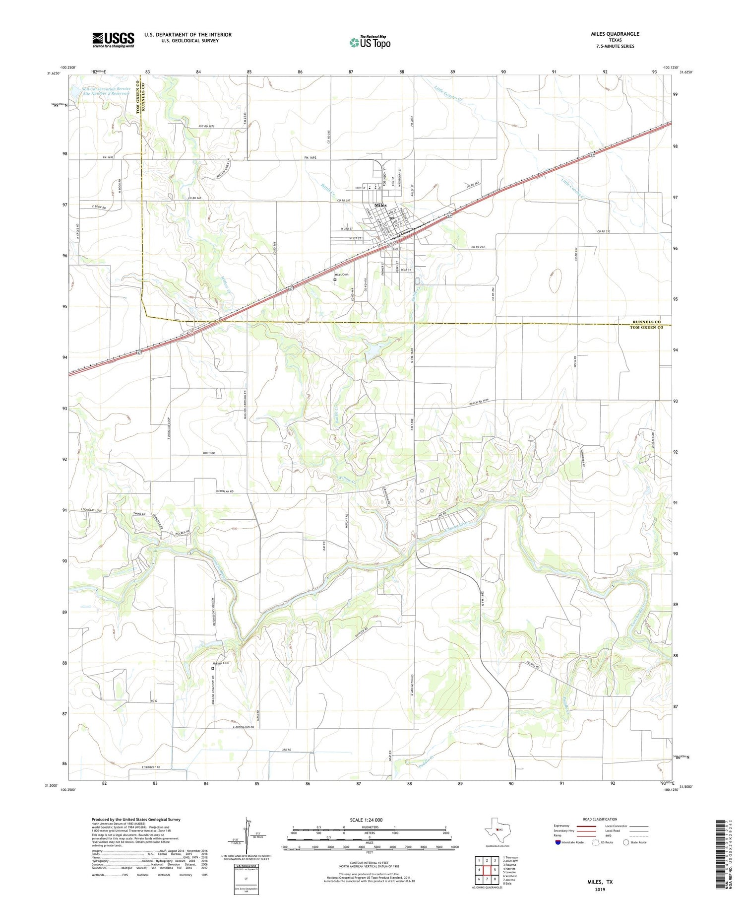 Miles Texas US Topo Map Image