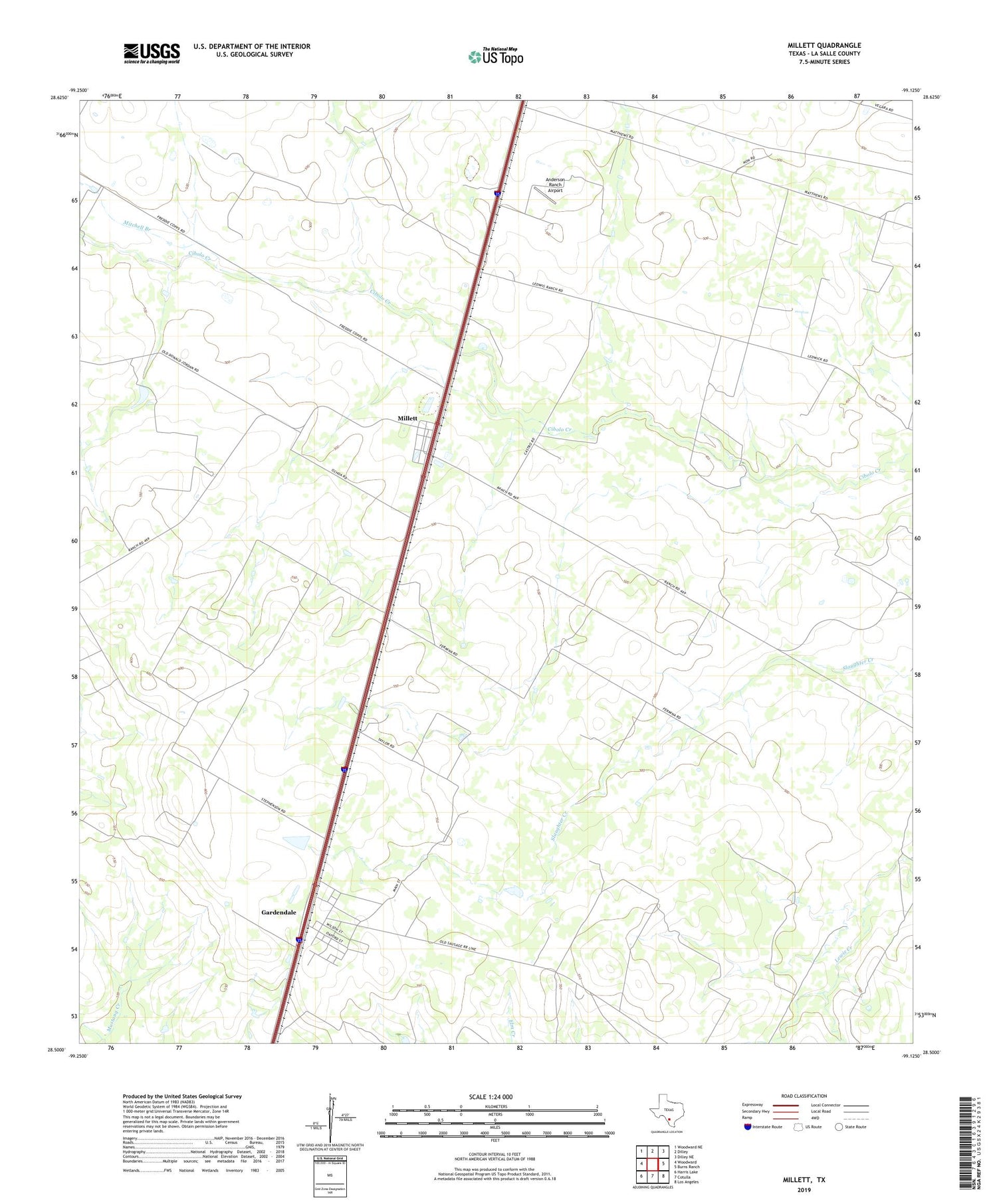 Millett Texas US Topo Map Image