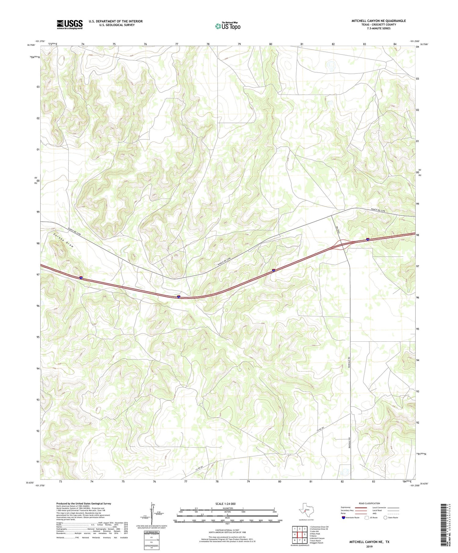 Mitchell Canyon NE Texas US Topo Map Image