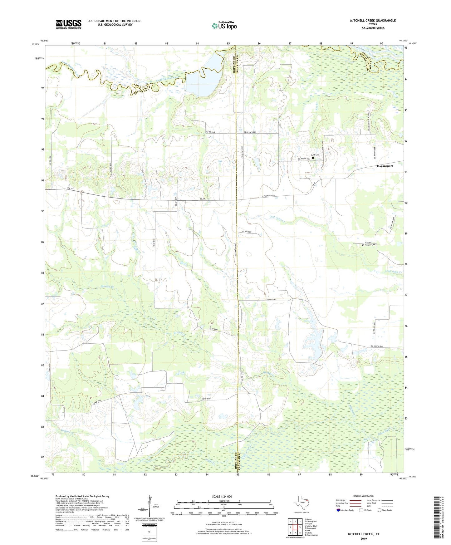 Mitchell Creek Texas US Topo Map Image
