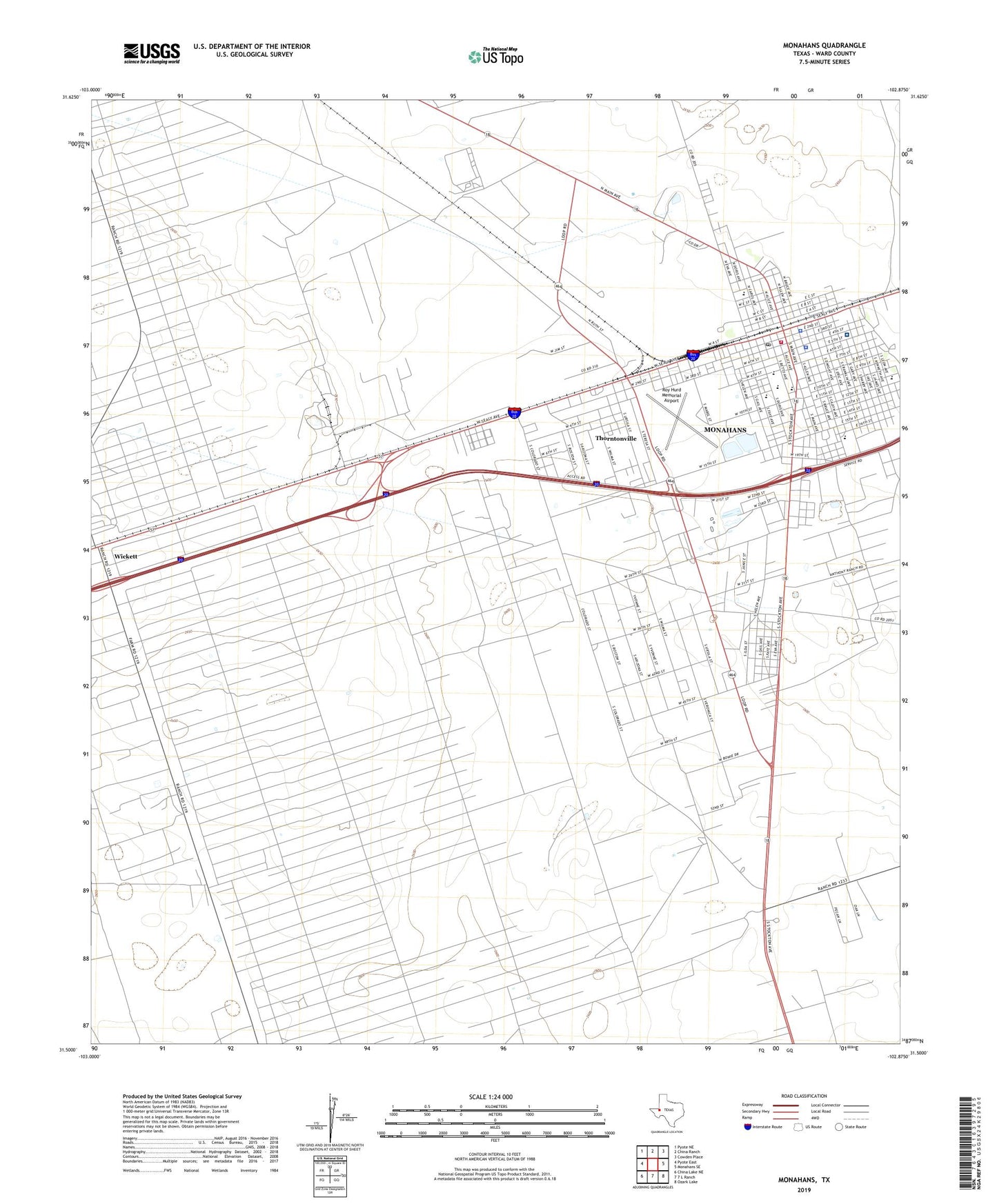 Monahans Texas US Topo Map Image