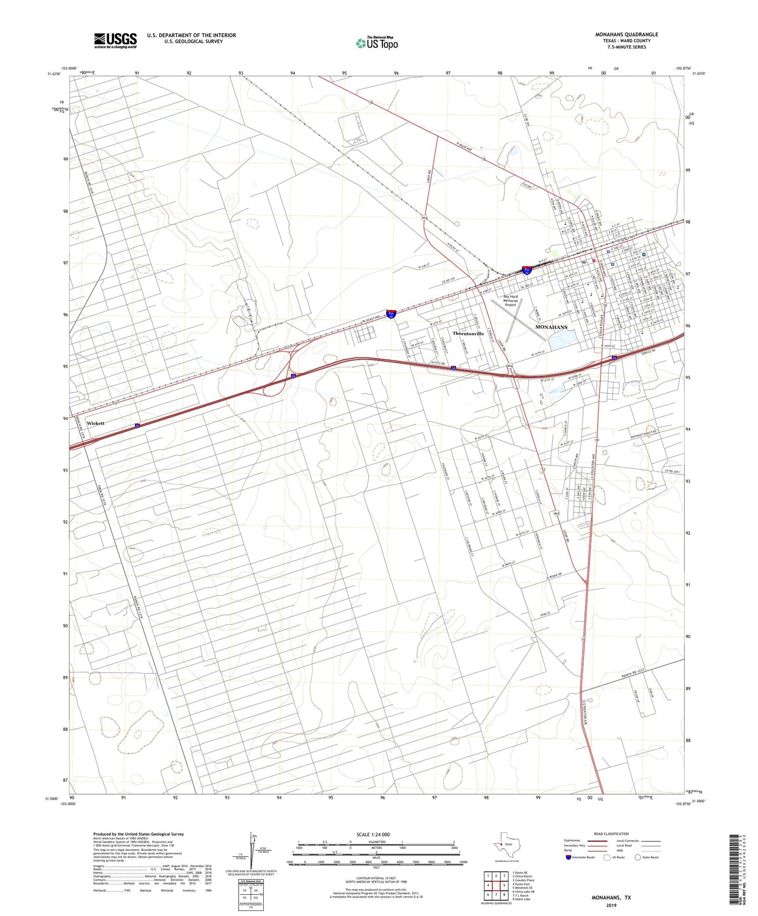 Monahans Texas US Topo Map Image