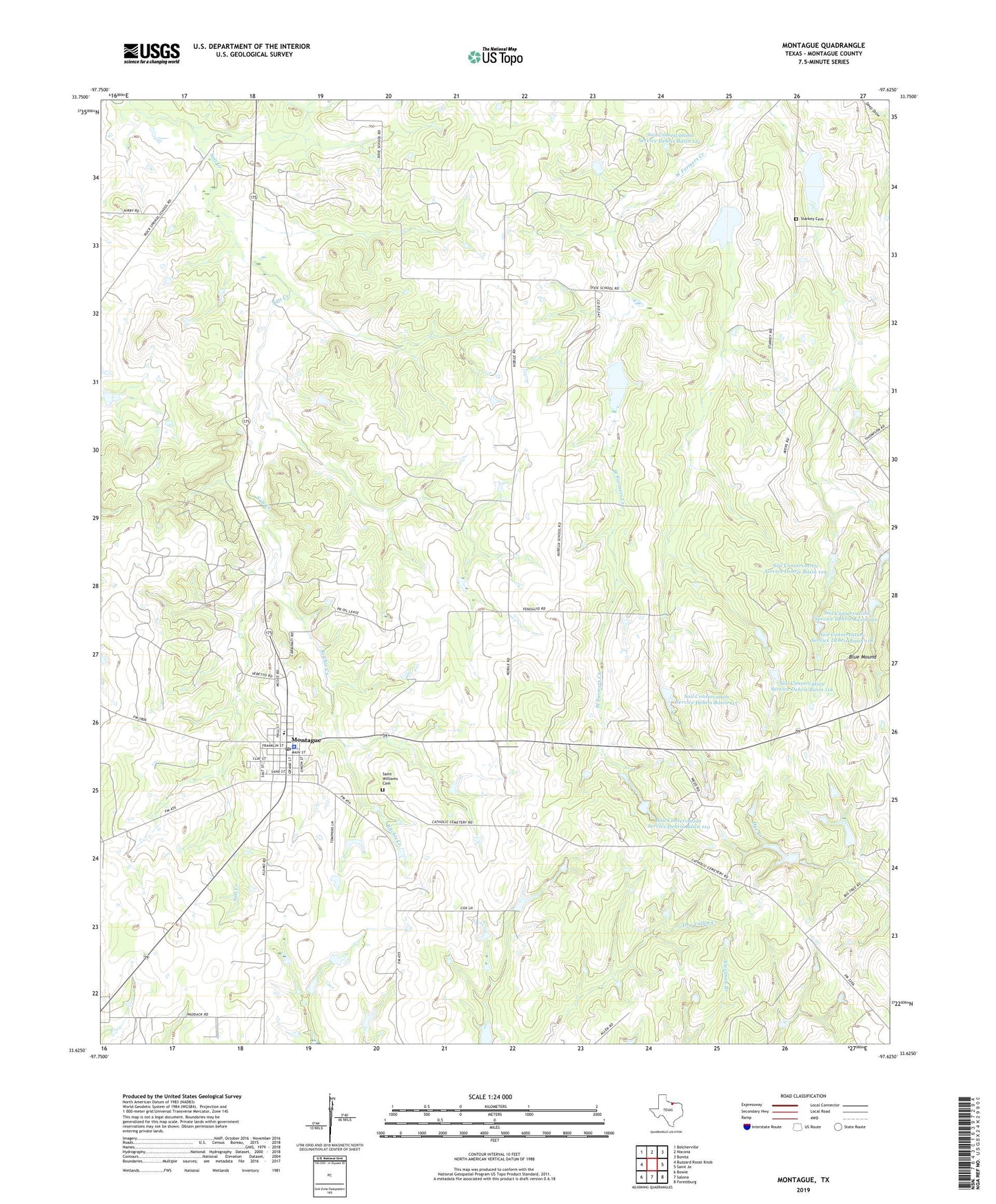 Montague Texas US Topo Map Image