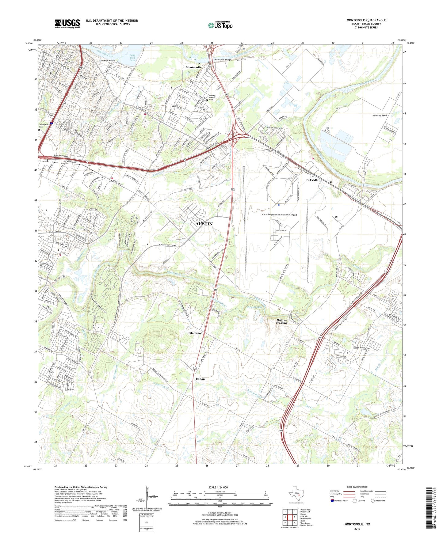 Montopolis Texas US Topo Map Image