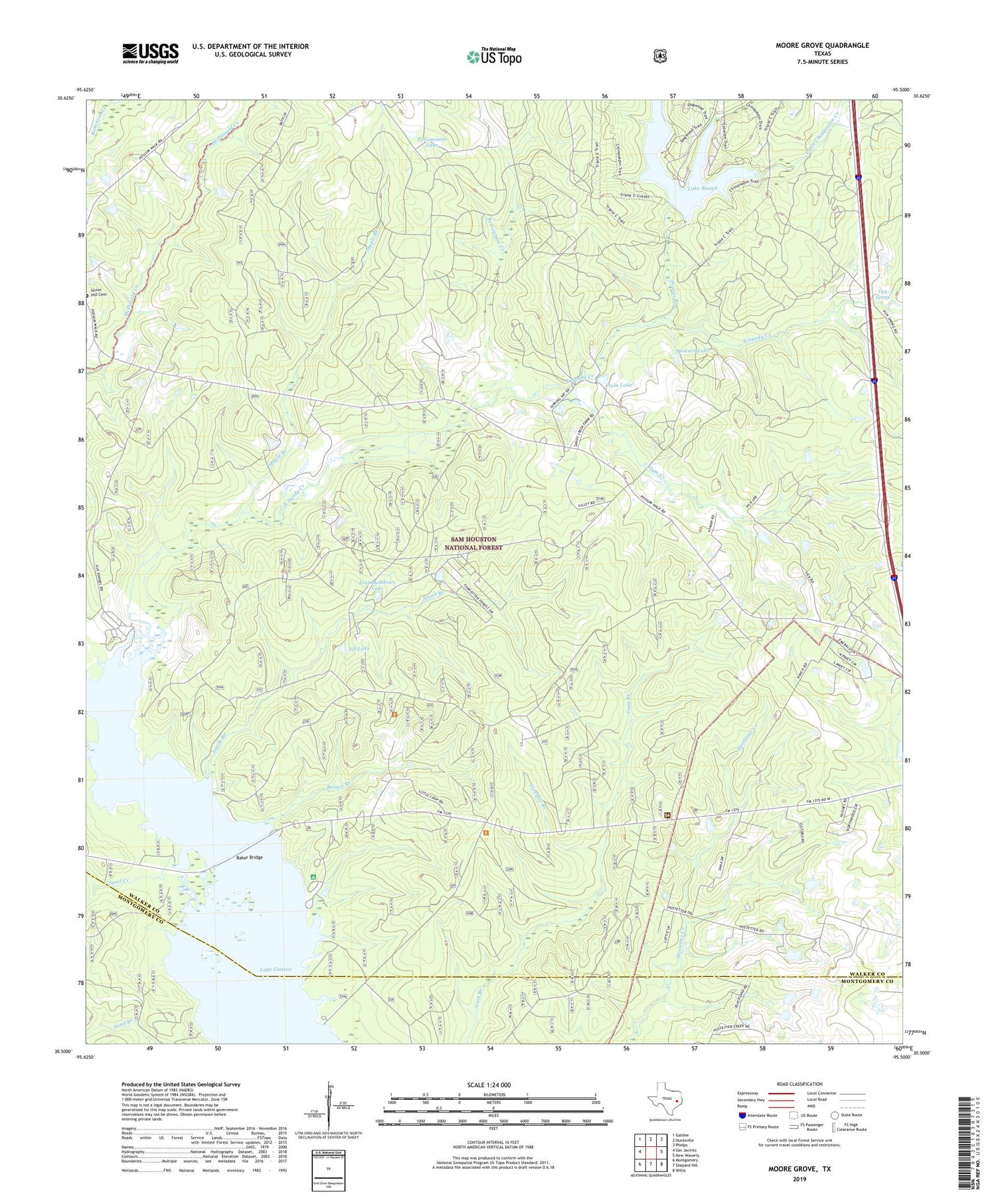 Moore Grove Texas US Topo Map Image