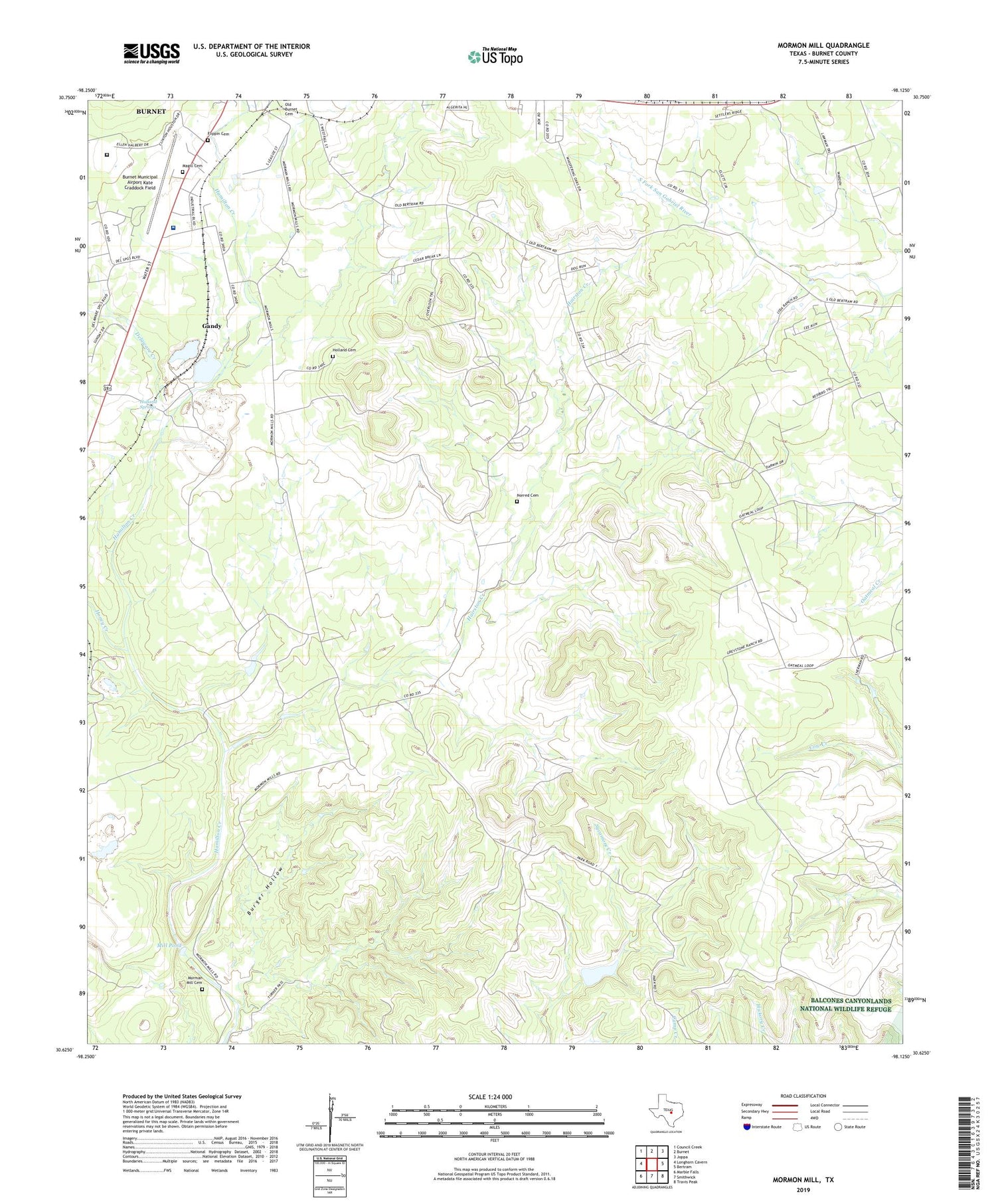 Mormon Mill Texas US Topo Map Image