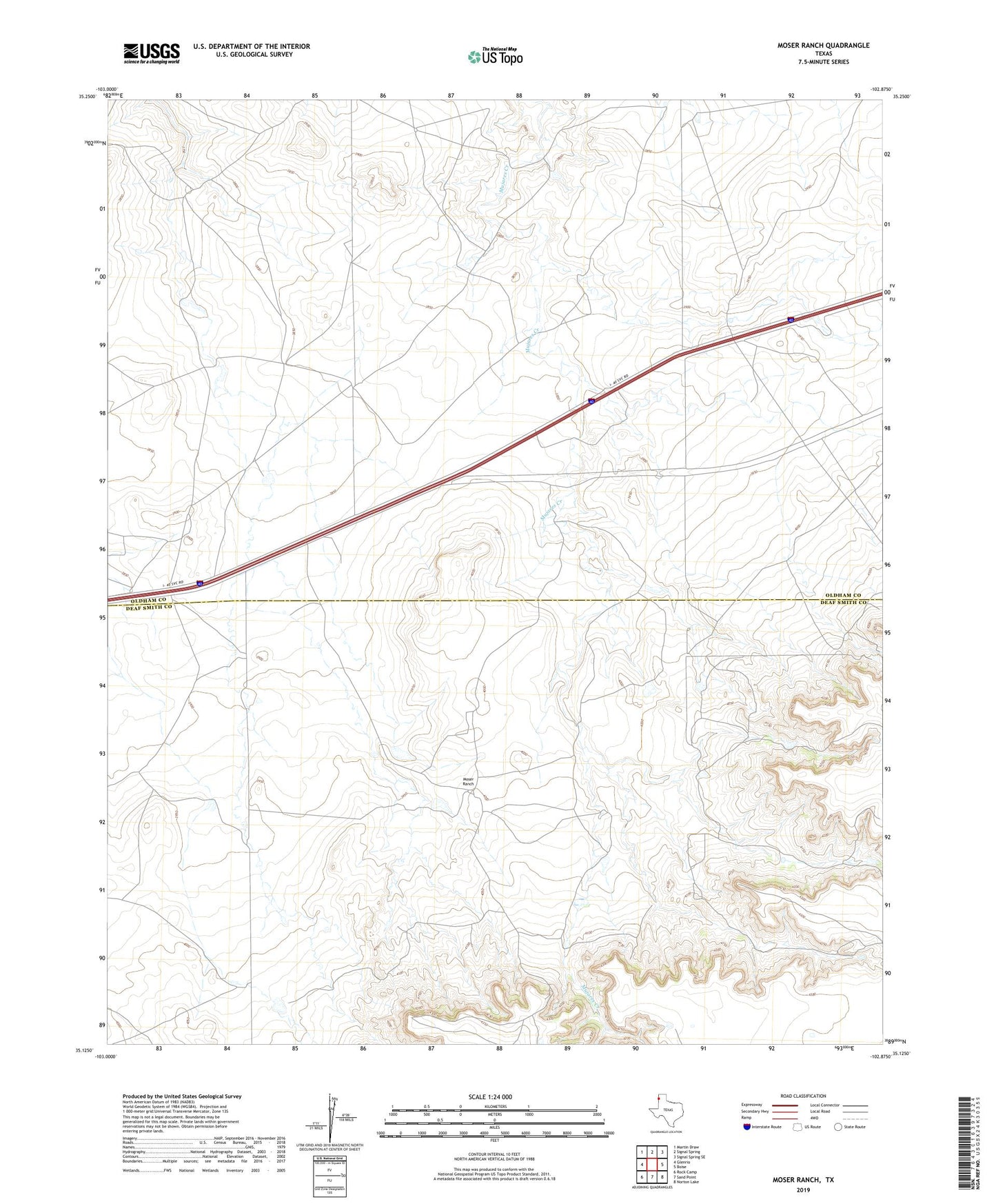 Moser Ranch Texas US Topo Map Image
