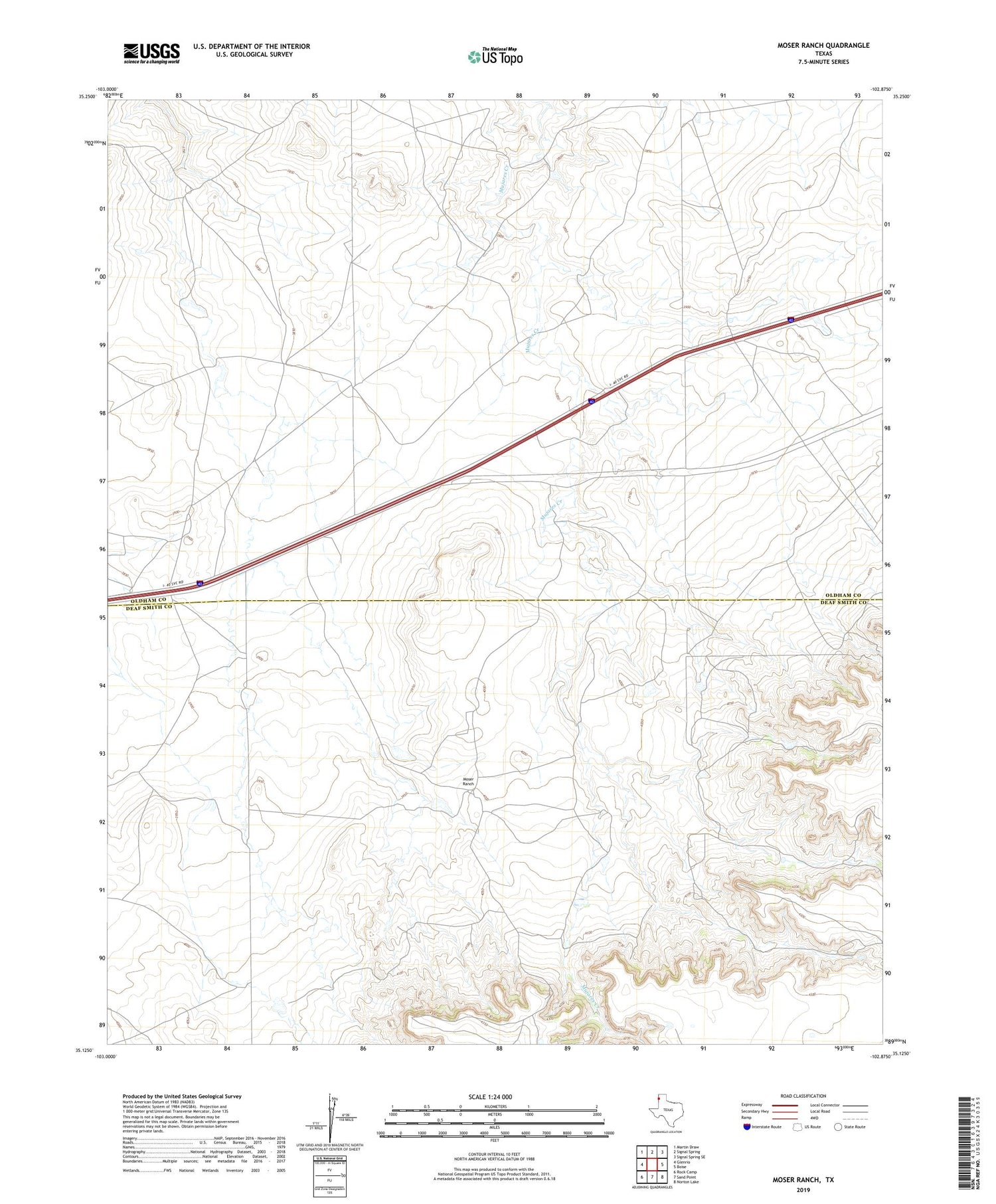 Moser Ranch Texas US Topo Map Image