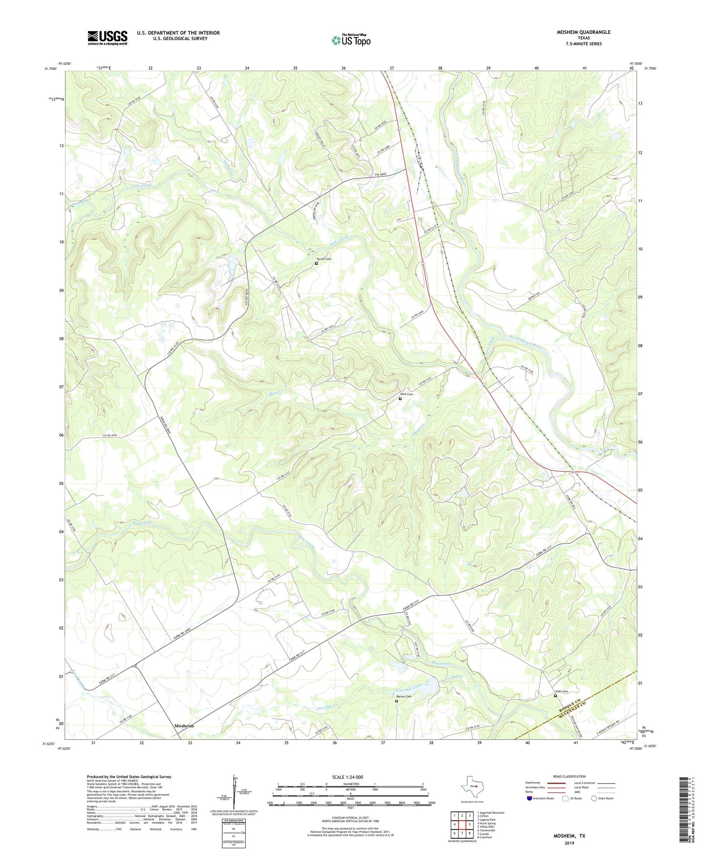 Mosheim Texas US Topo Map Image