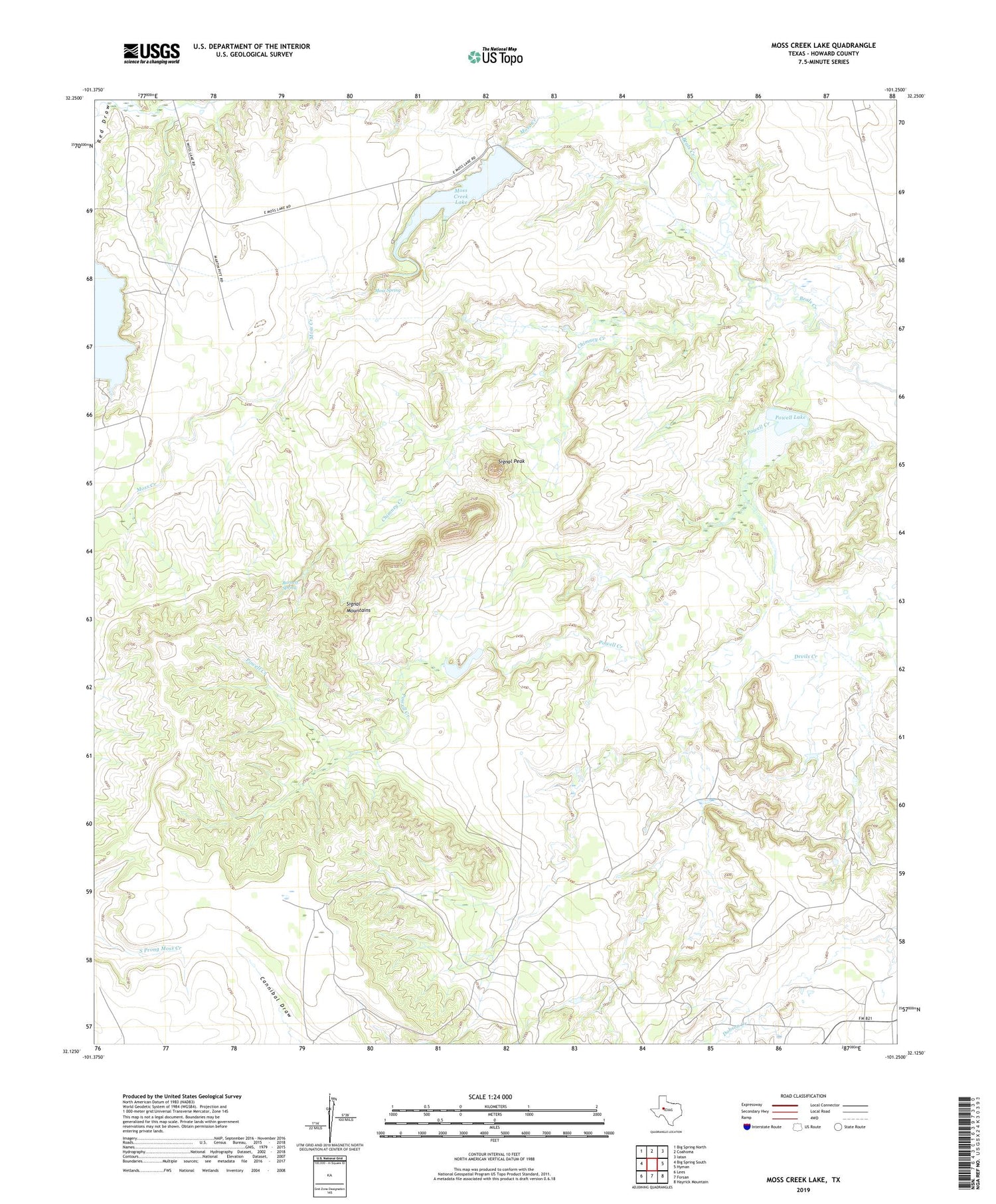 Moss Creek Lake Texas US Topo Map Image