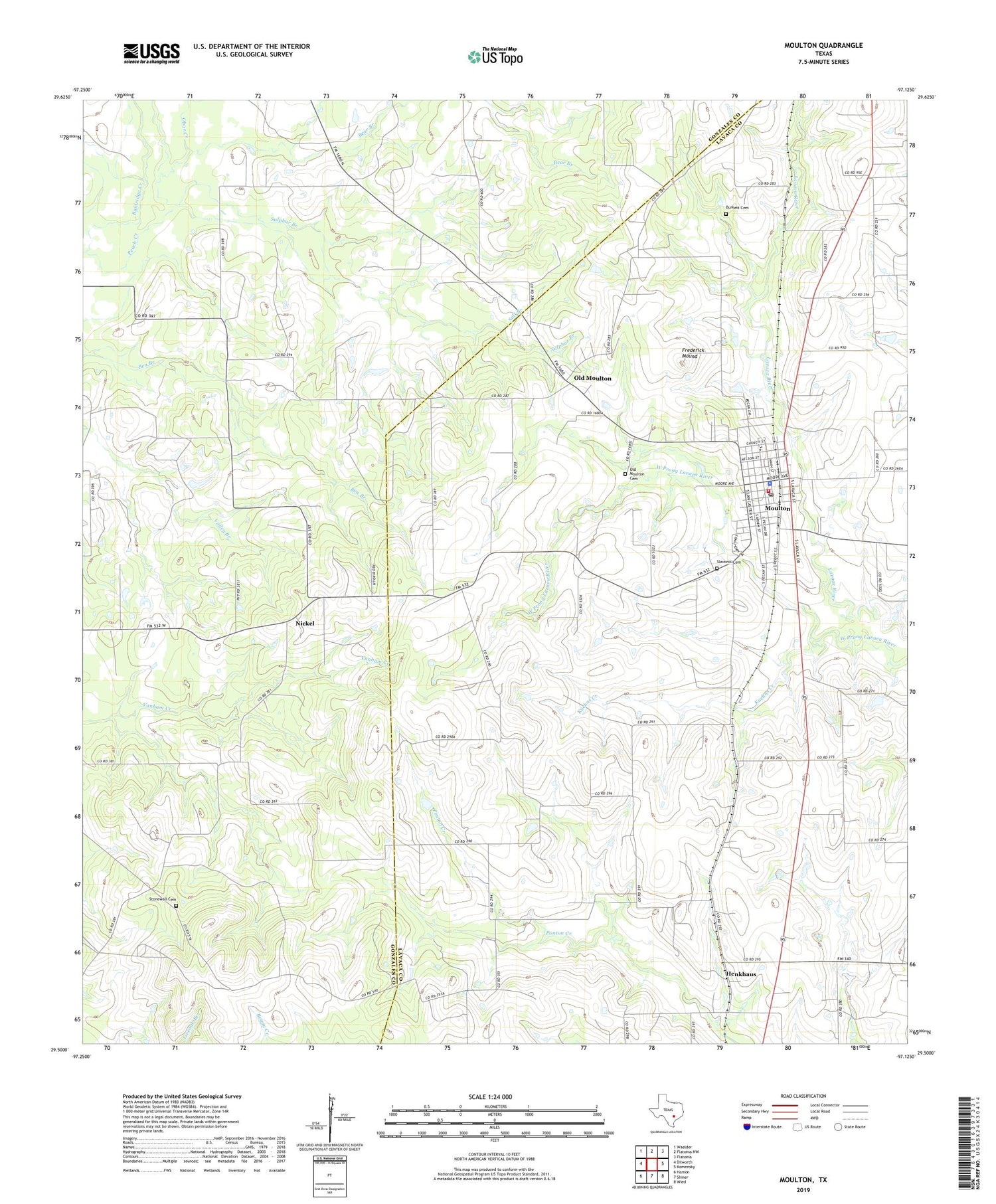 Moulton Texas US Topo Map Image
