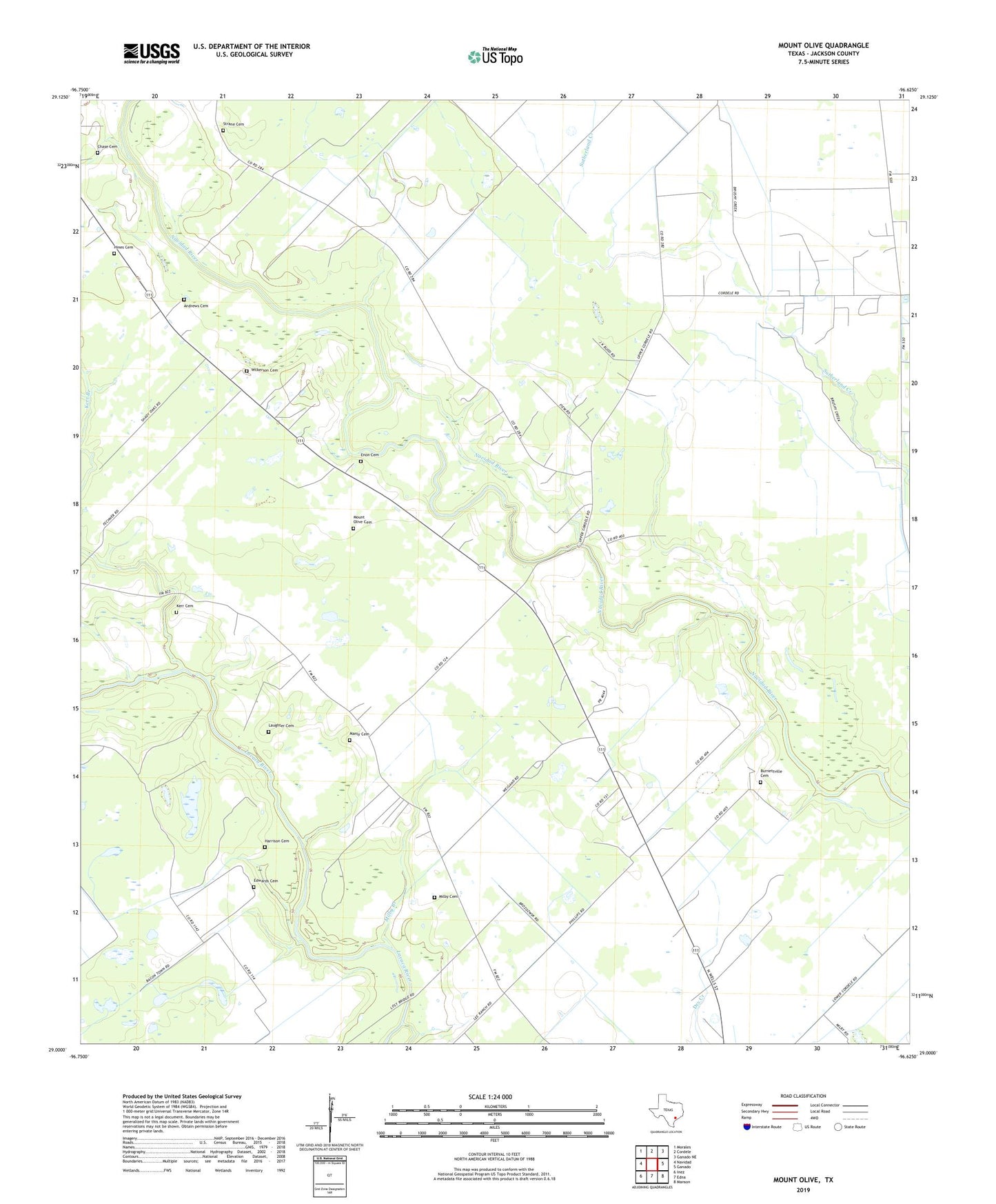 Mount Olive Texas US Topo Map Image