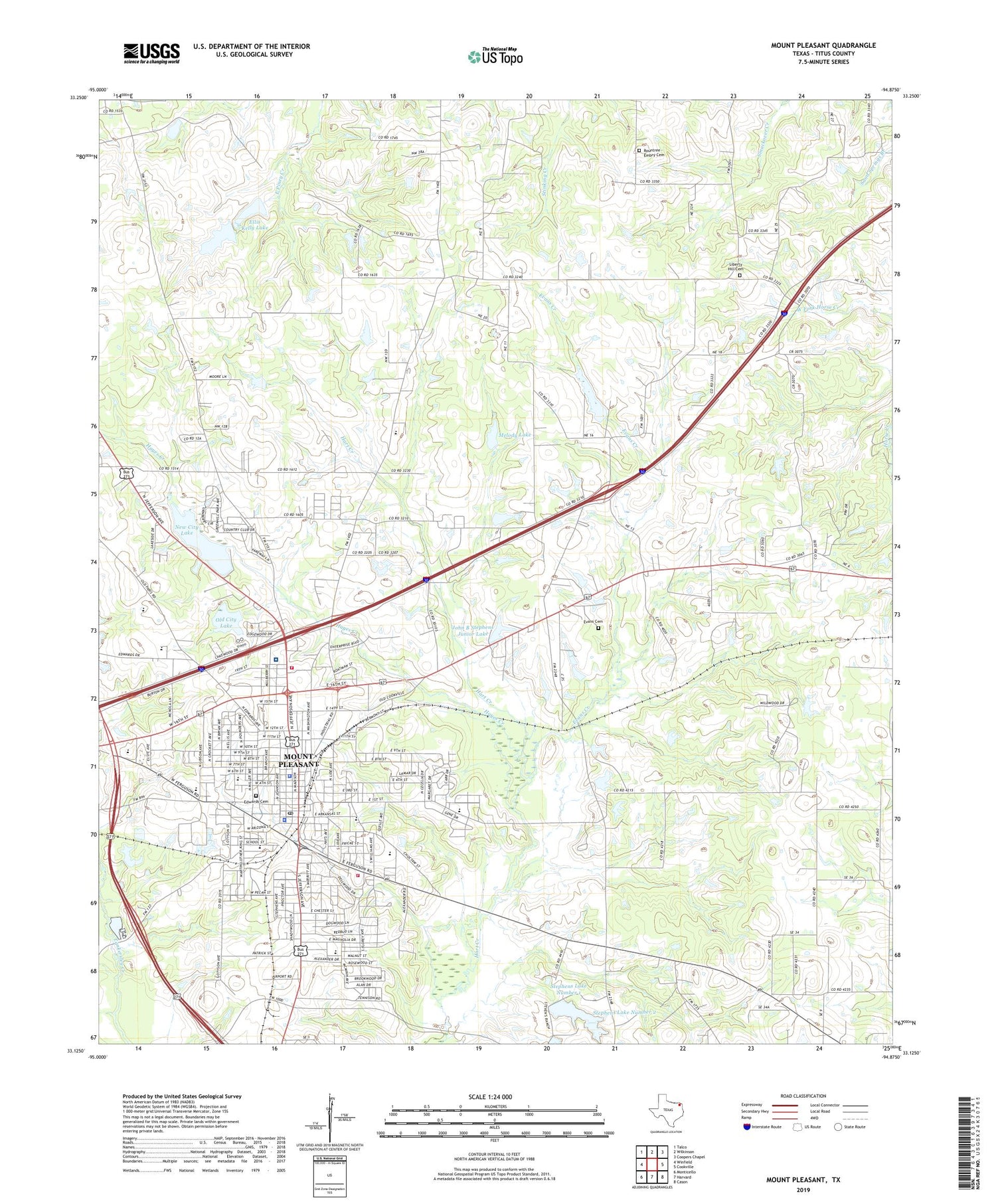 Mount Pleasant Texas US Topo Map Image