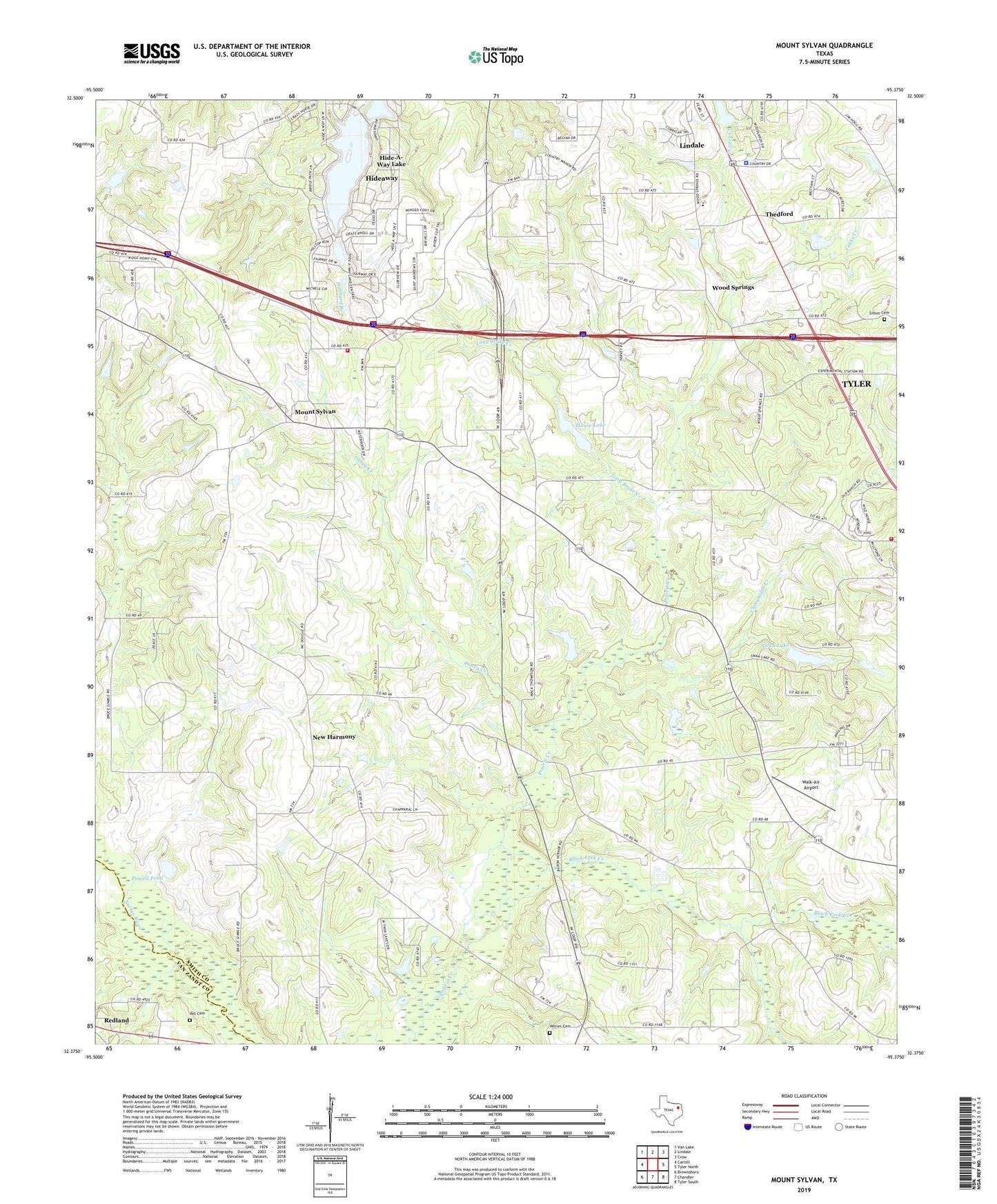 Mount Sylvan Texas US Topo Map Image