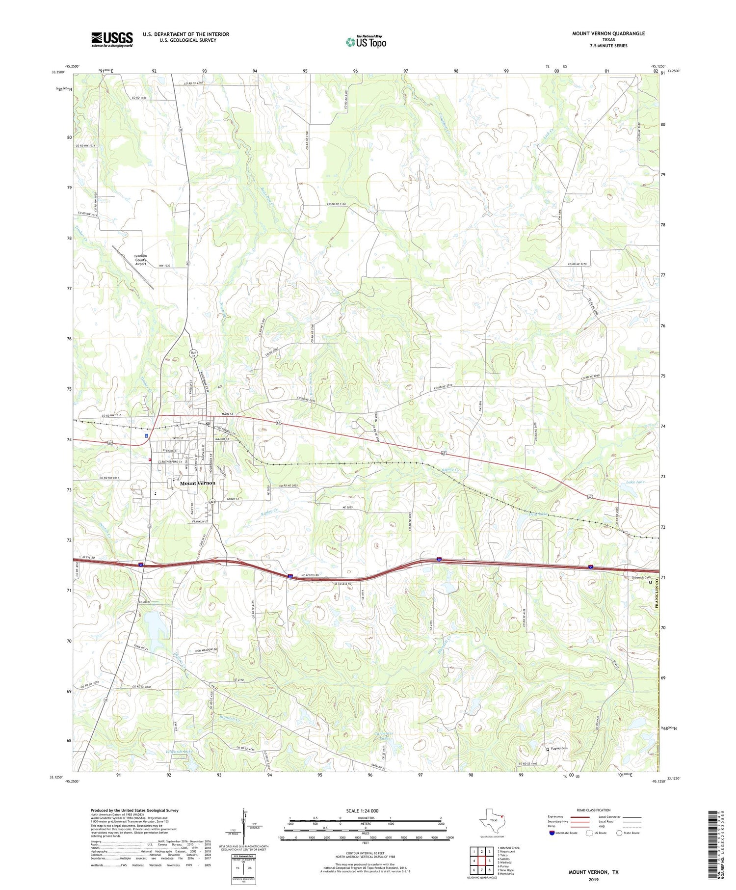 Mount Vernon Texas US Topo Map Image