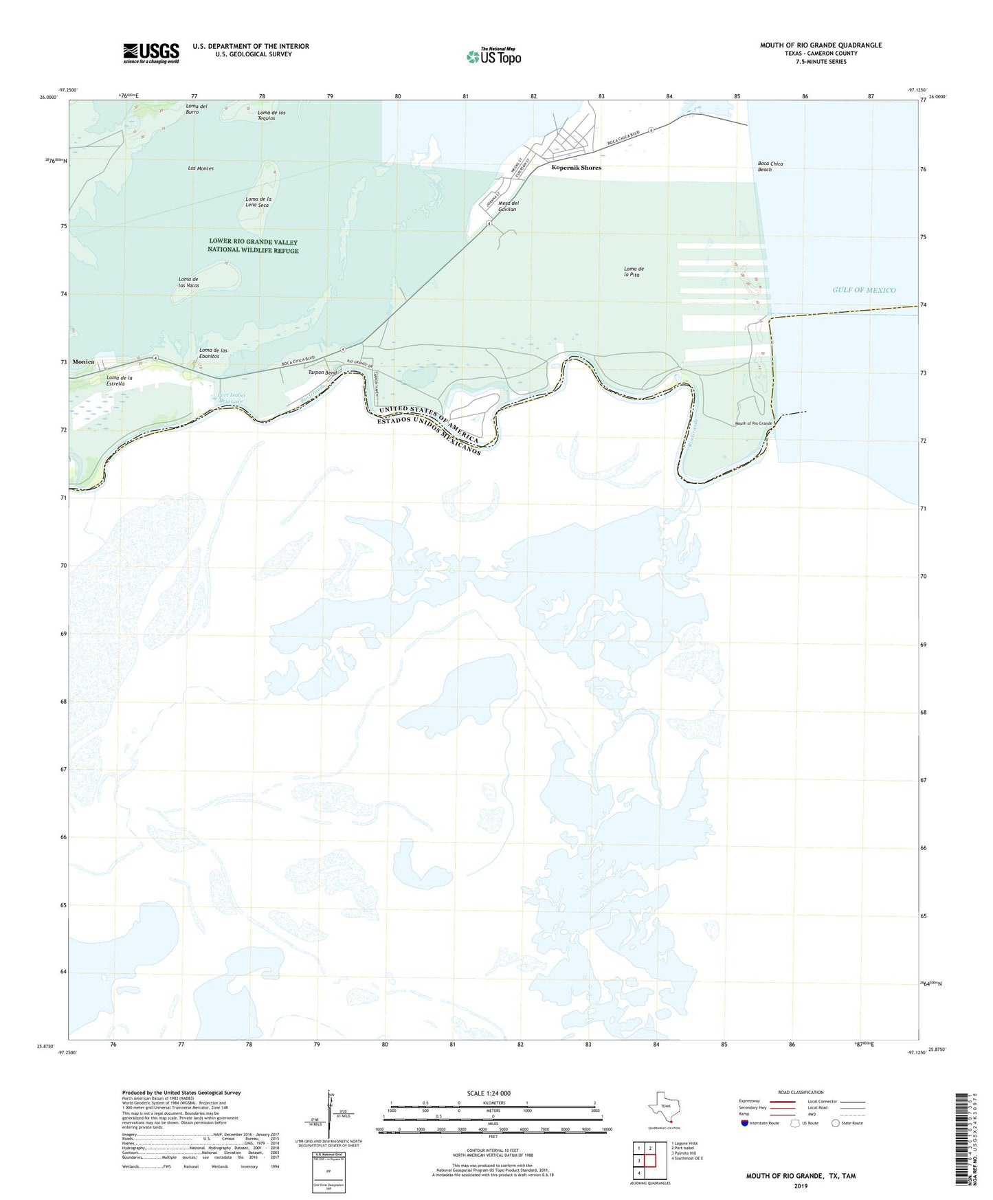 Mouth of Rio Grande Texas US Topo Map Image