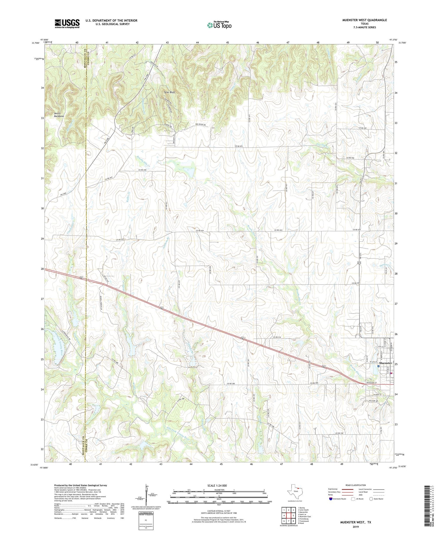 Muenster West Texas US Topo Map Image