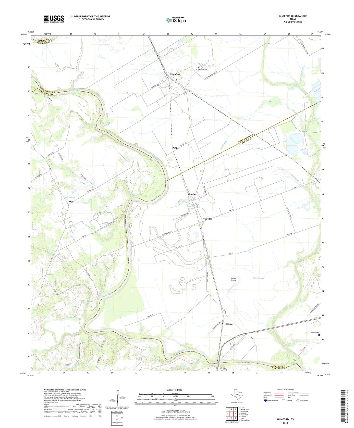 Mumford Texas US Topo Map Image