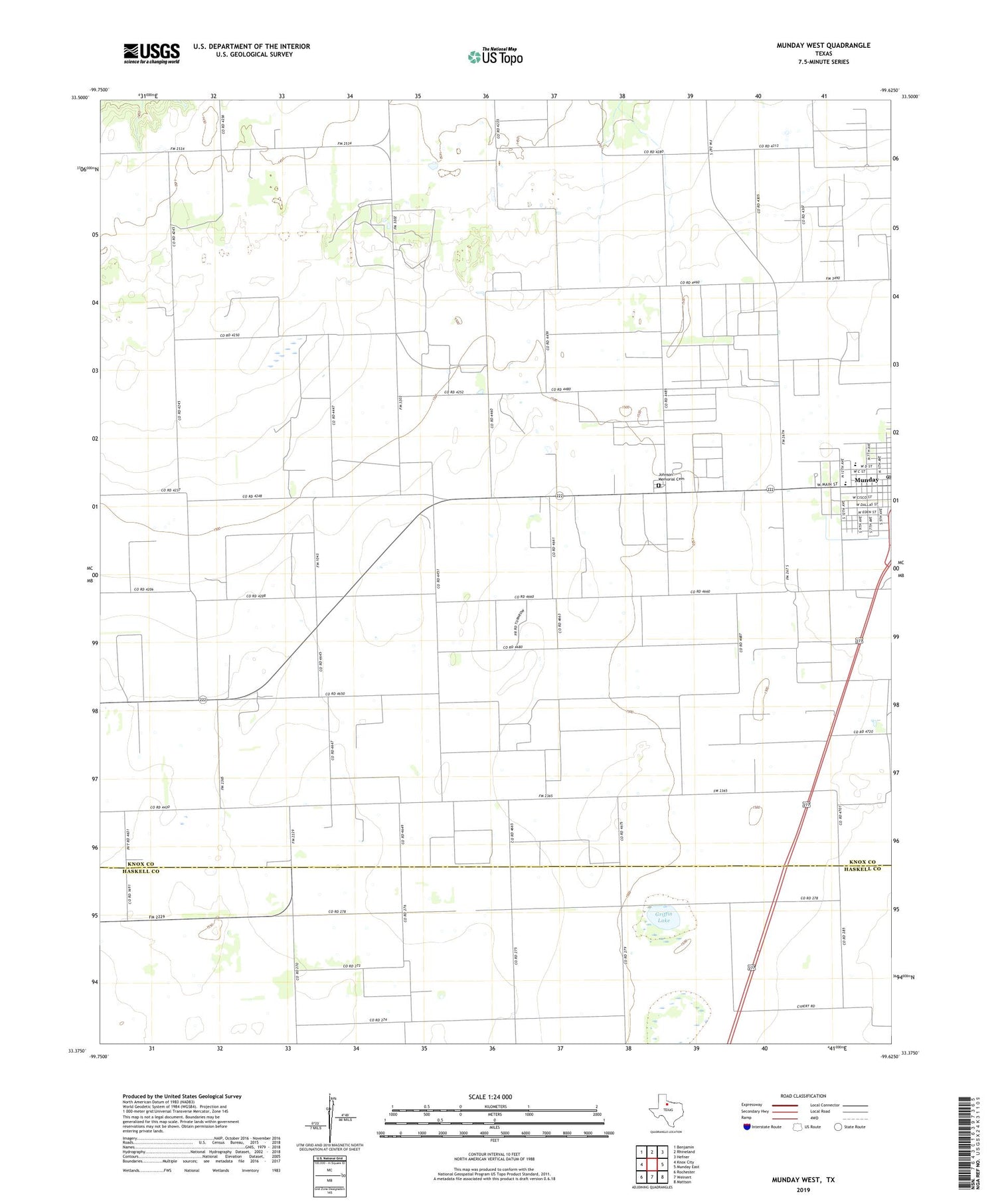 Munday West Texas US Topo Map Image