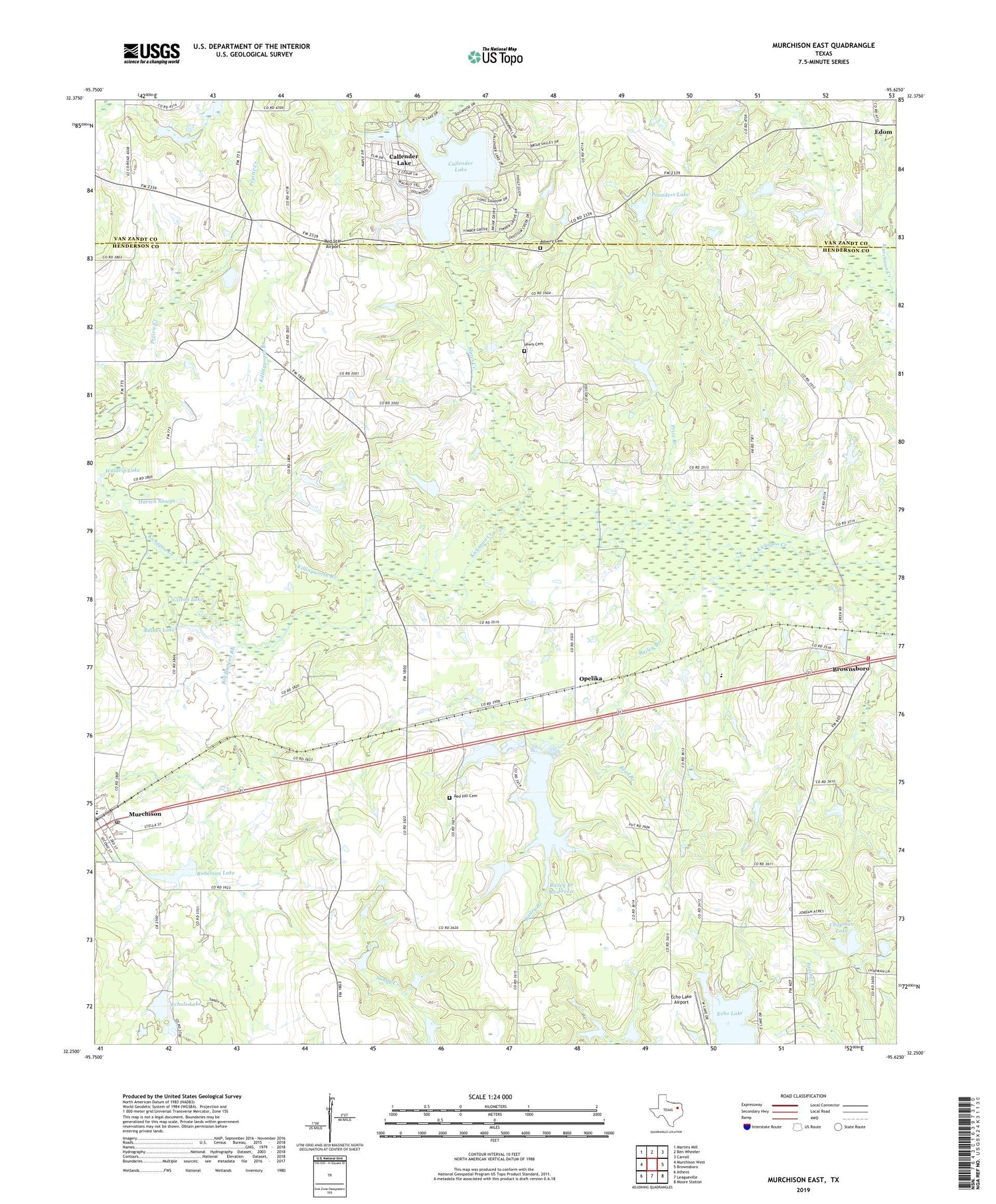 Murchison East Texas US Topo Map Image