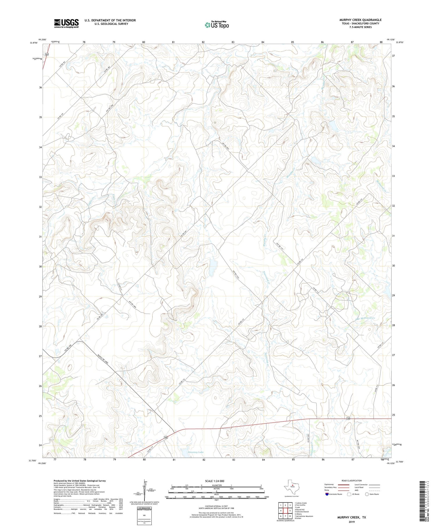 Murphy Creek Texas US Topo Map Image