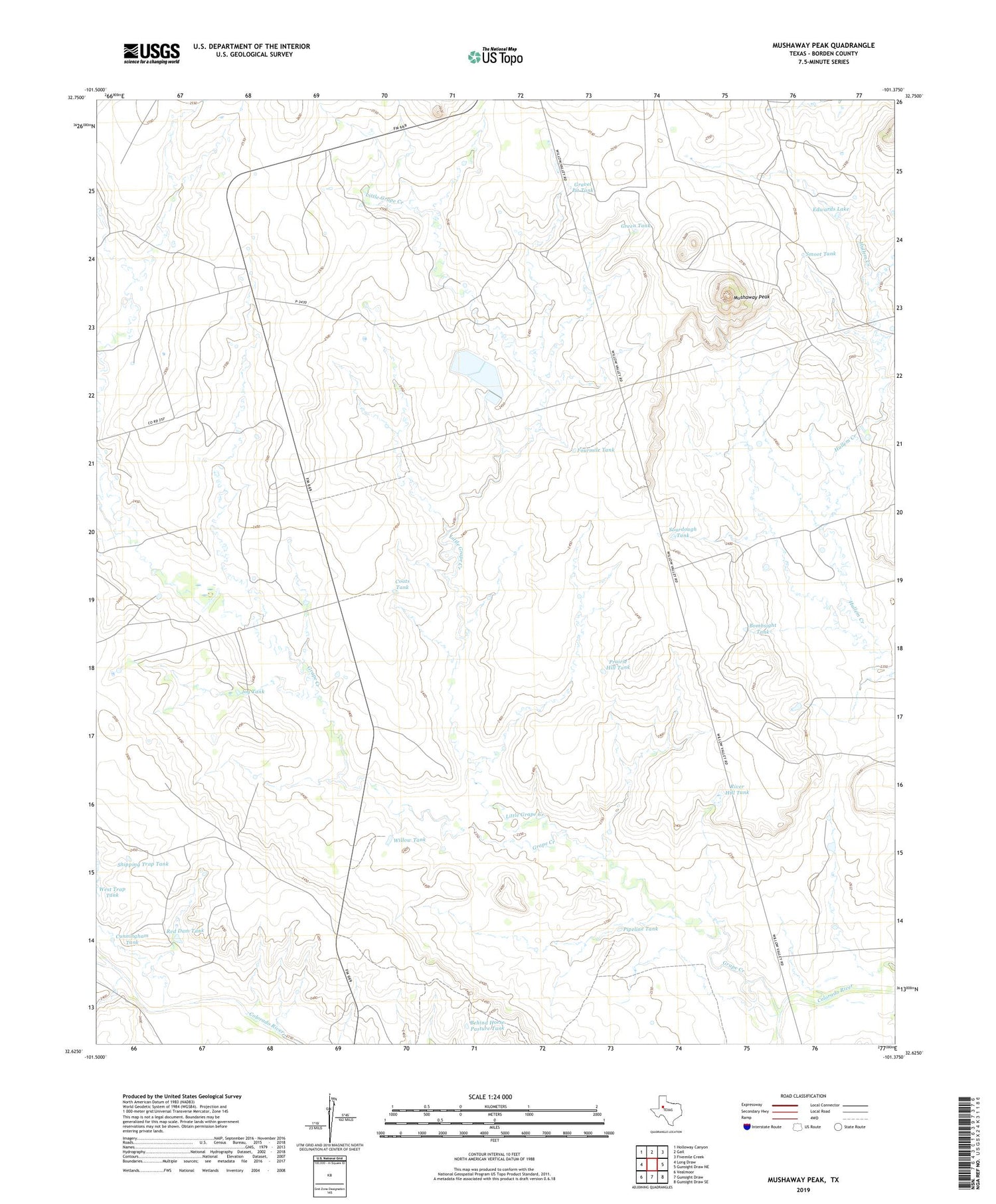 Mushaway Peak Texas US Topo Map Image