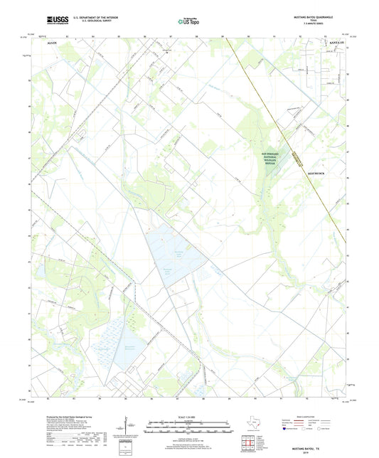 Mustang Bayou Texas US Topo Map Image