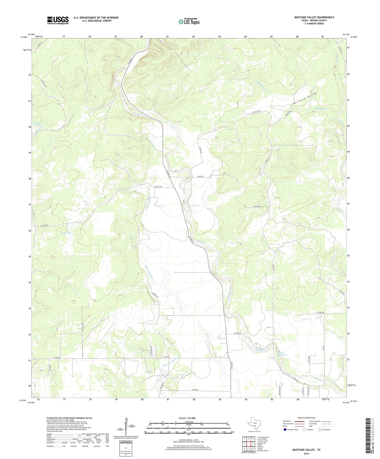 Mustang Valley Texas US Topo Map Image